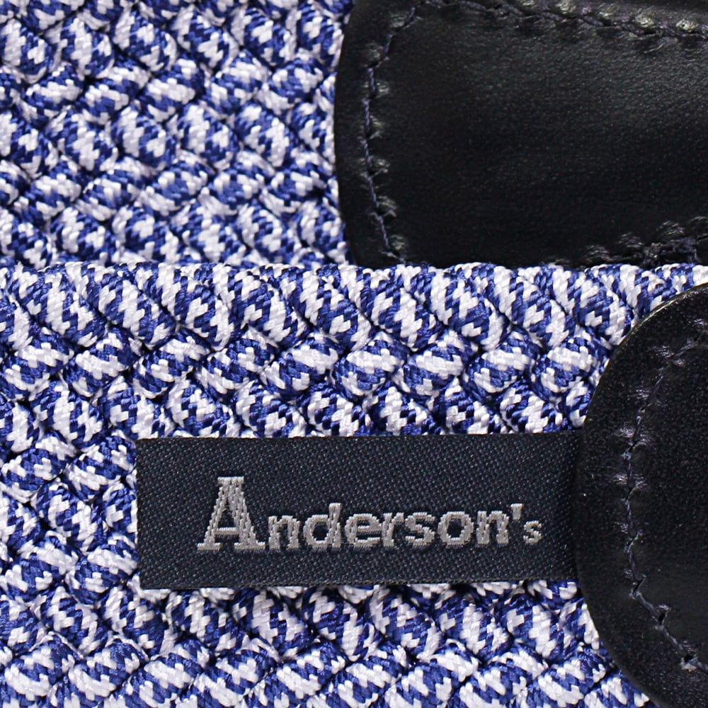 Anderson's Belts Leather Trimmed Elasticated Woven Belt - Blue