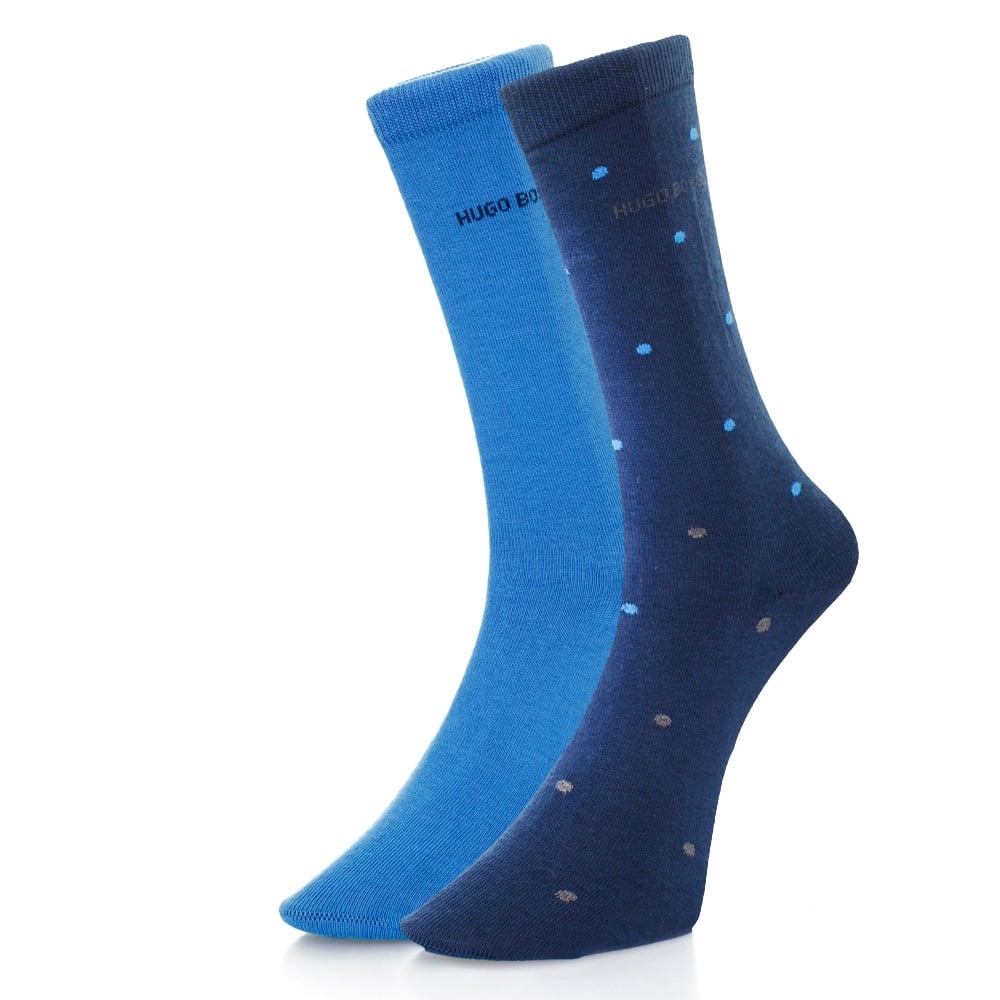 Boss Hugo Boss Double Pack Blue Patterned Socks 503128