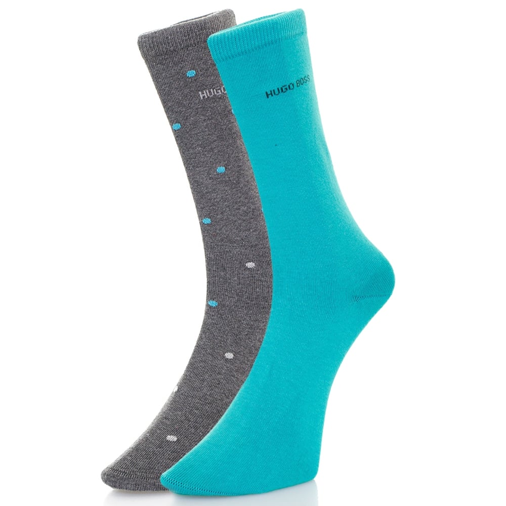 Boss Hugo Boss Black Double pack Patterned Grey/Aqua Socks  50312862