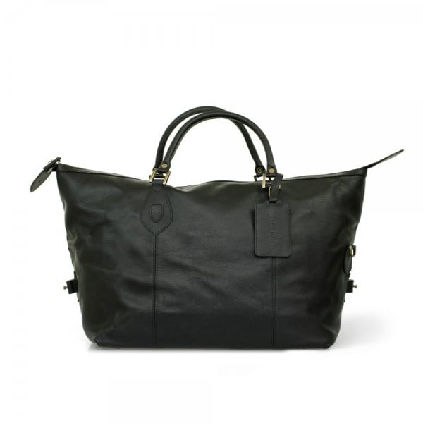 Barbour Medium Explorer Black Leather Travel Bag UBA0008BK11