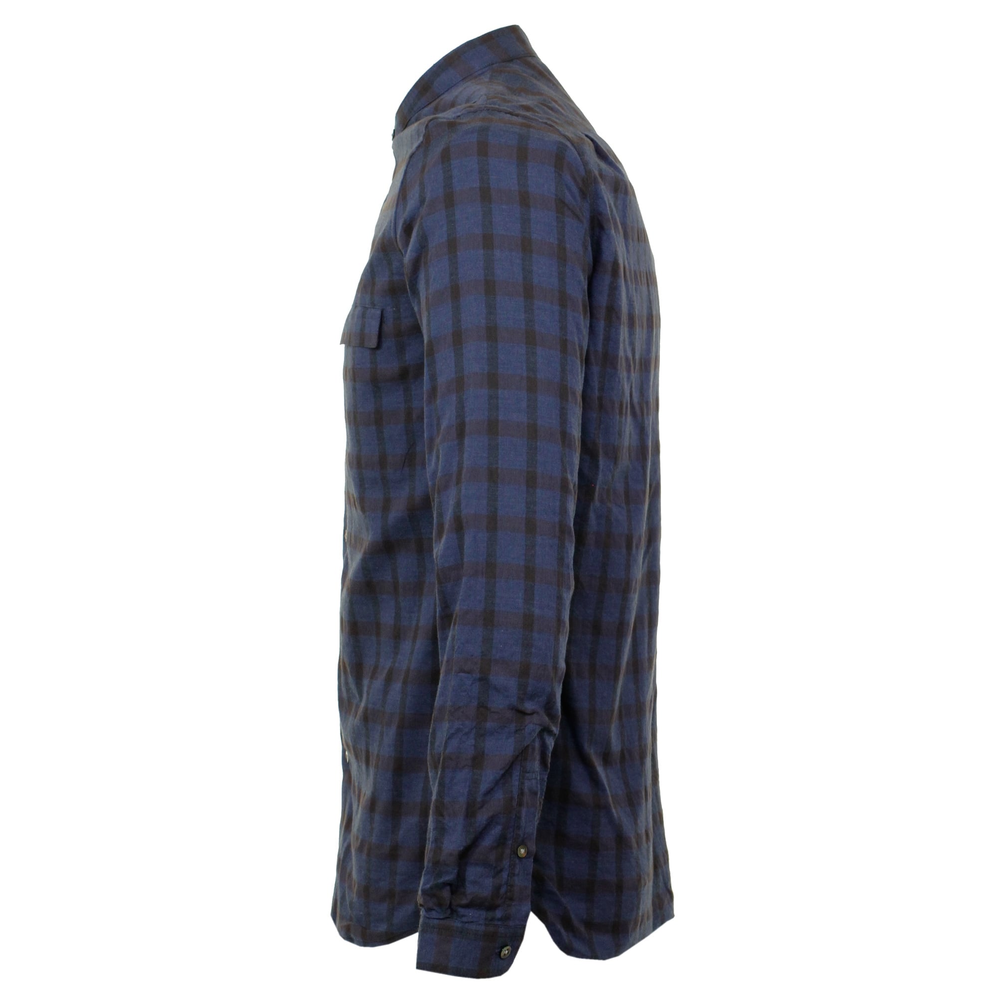 Still By Hand Granddad Check Navy Shirt SH0263OS