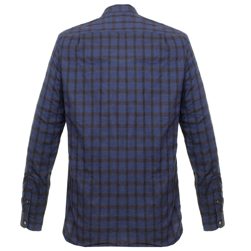 Still By Hand Granddad Check Navy Shirt SH0263OS
