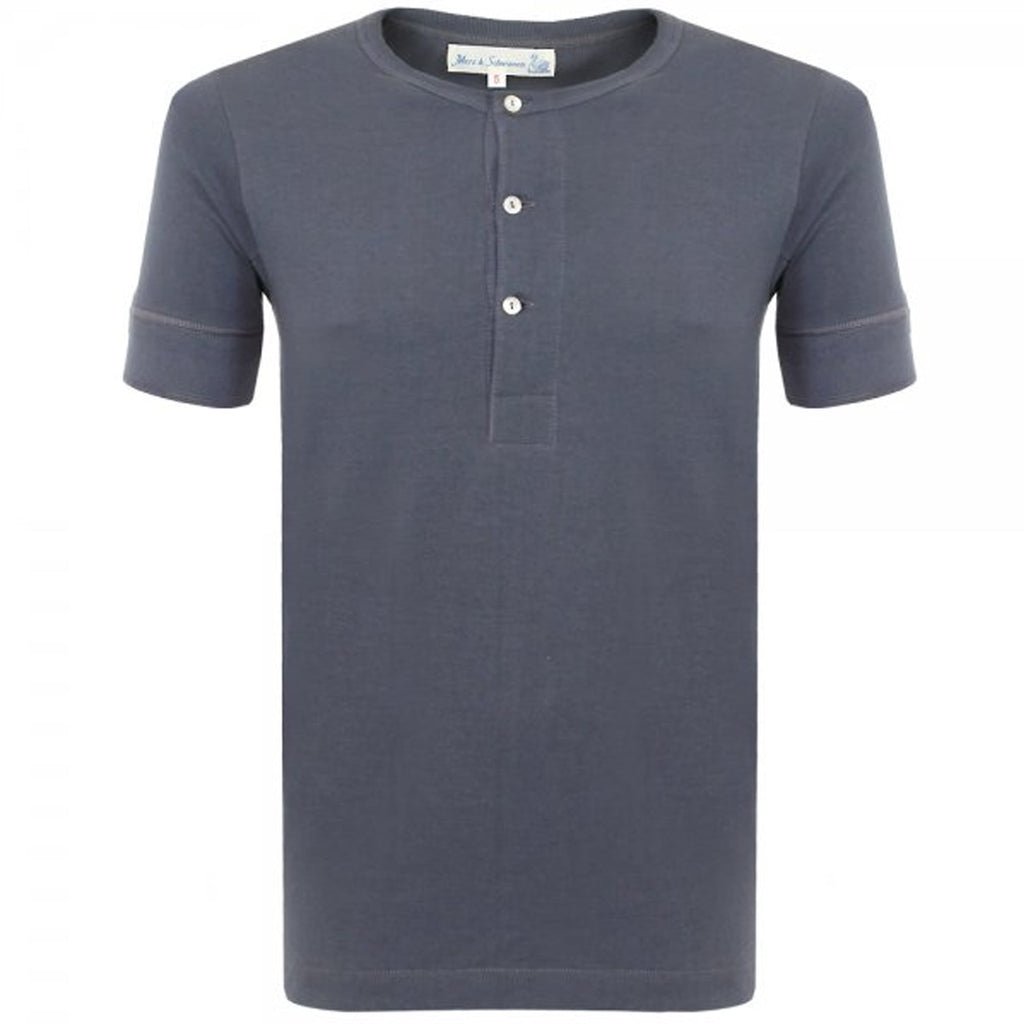 Merz B. Schwanen Button Facing Navy Worker Shirt 207