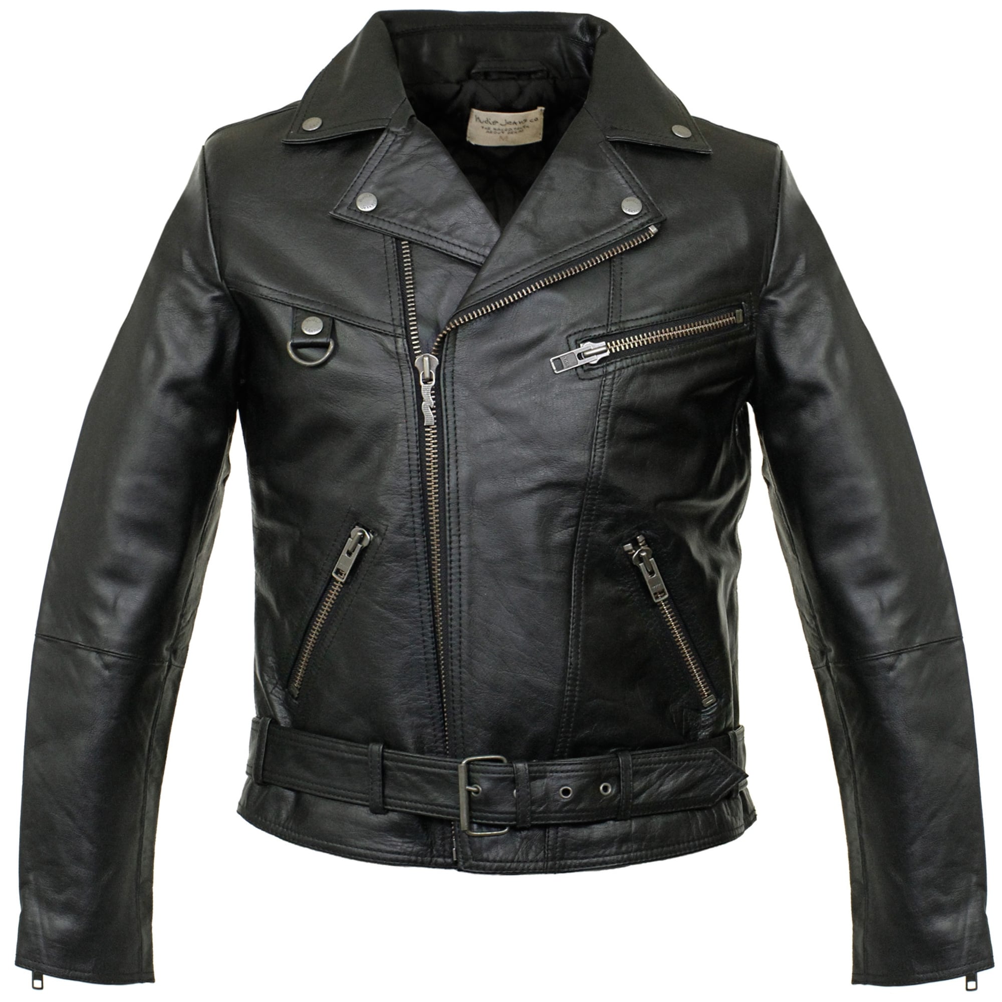 Nudie Jeans Ziggy Punk Leather Black Motorcycle Jacket 160411