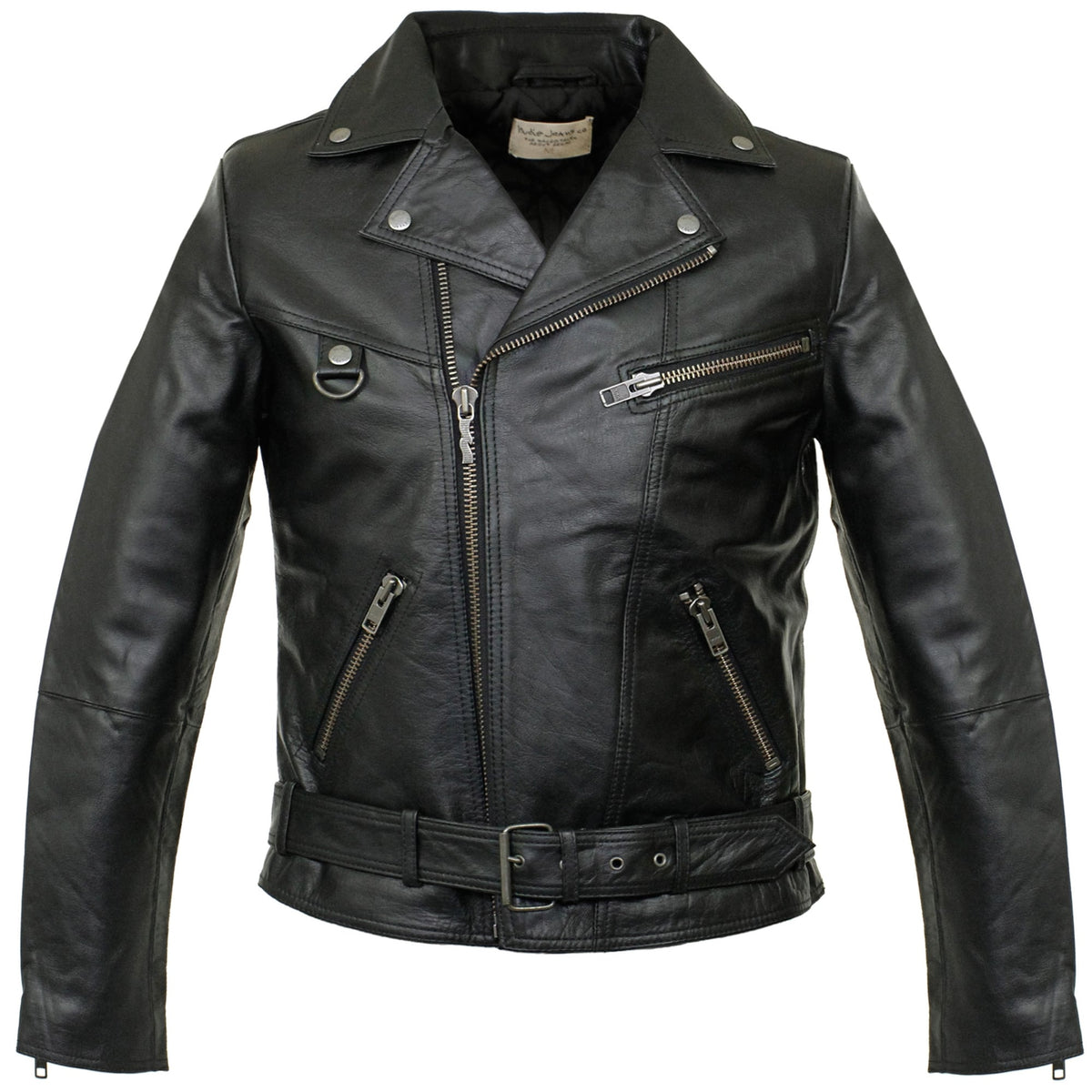 Nudie Jeans Ziggy Punk Leather Black Motorcycle Jacket 160411 