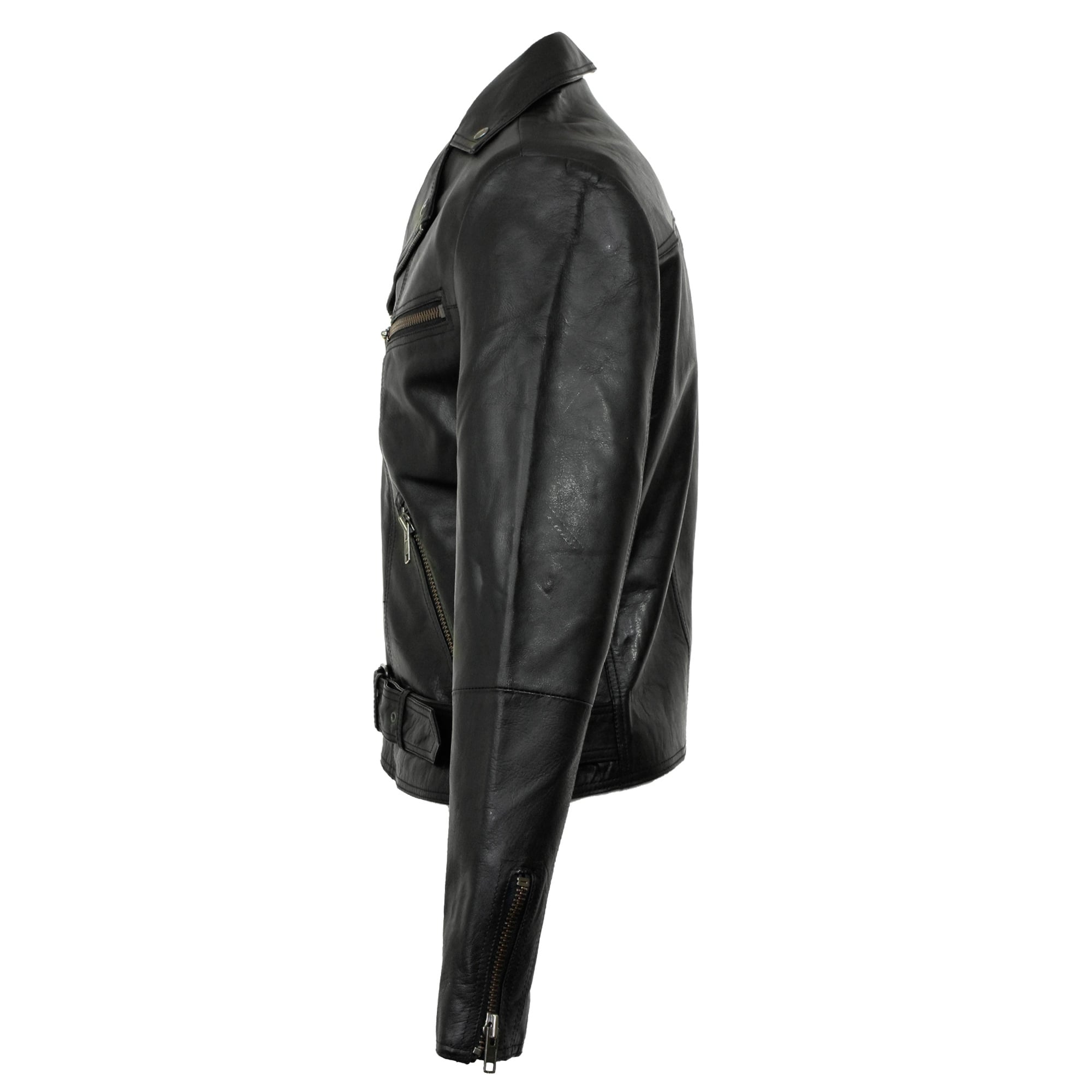 Nudie Jeans Ziggy Punk Leather Black Motorcycle Jacket 160411
