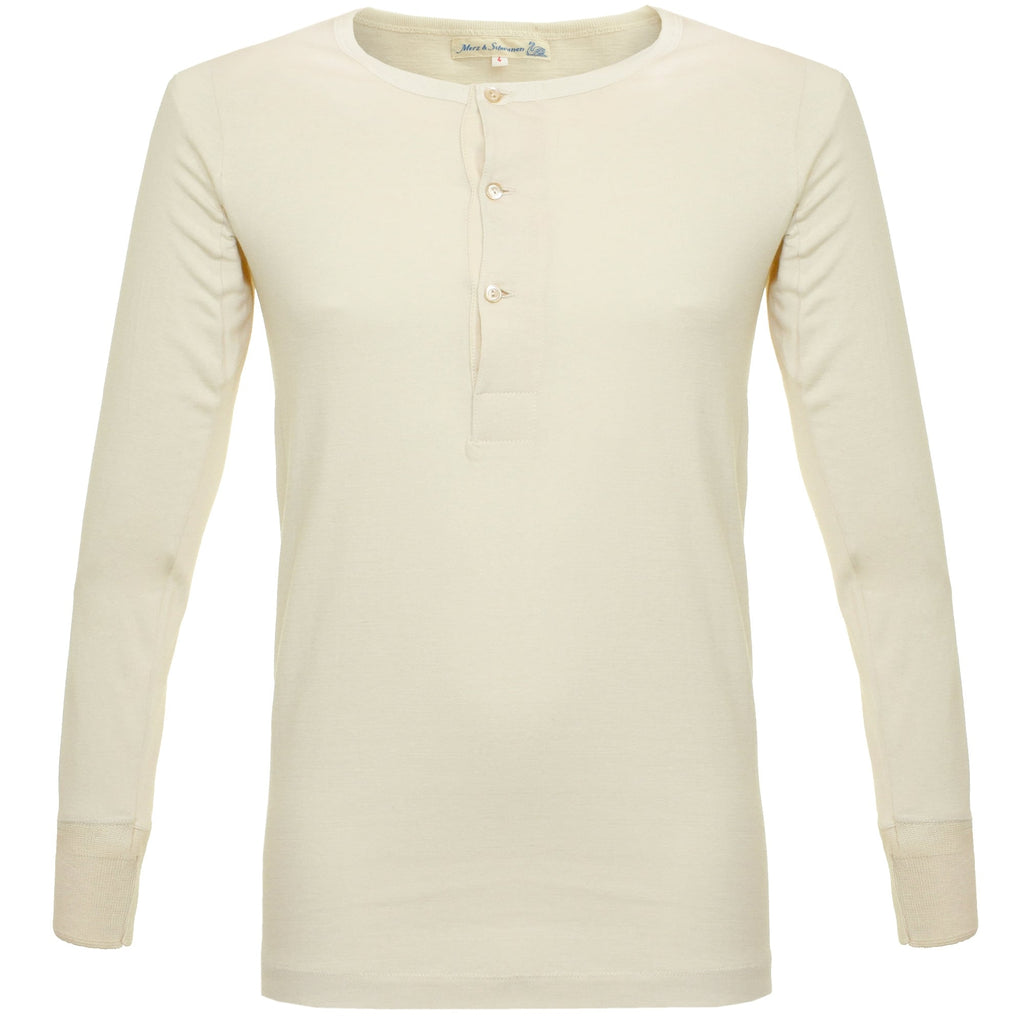 Merz B. Schwanen Button Facing Nature Henley T-Shirt 206