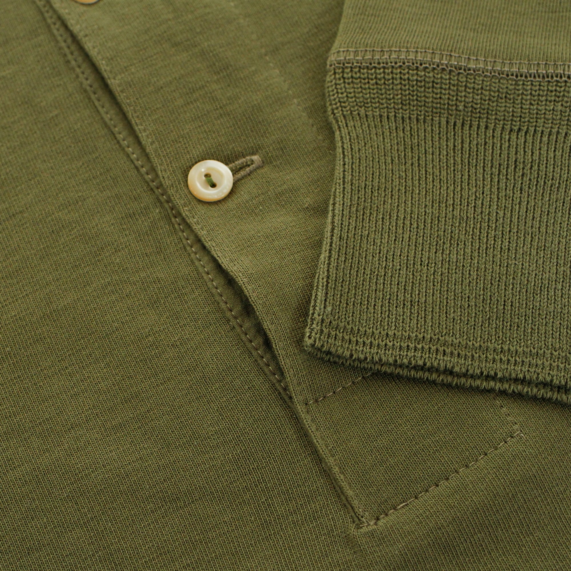 Merz B. Schwanen Button Facing Army Green Henley T-Shirt 206
