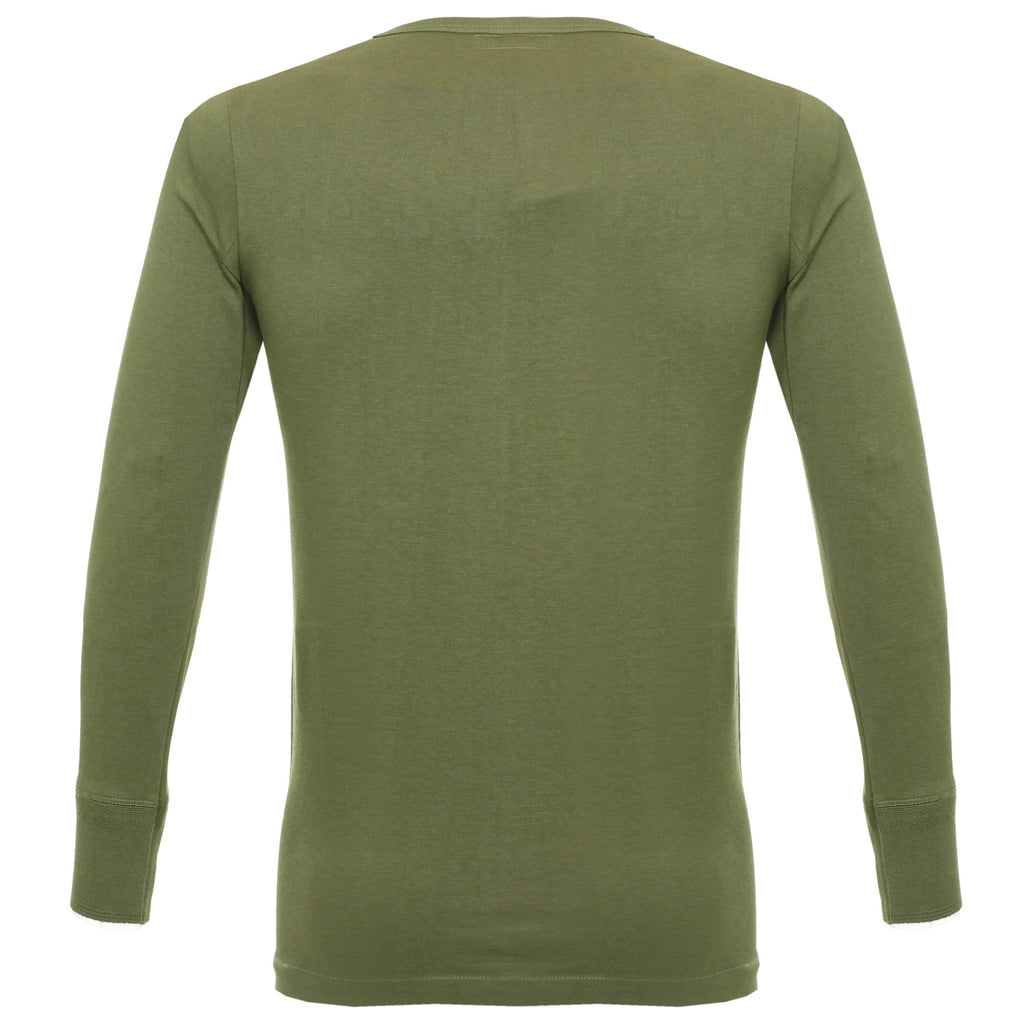 Merz B. Schwanen Button Facing Army Green Henley T-Shirt 206