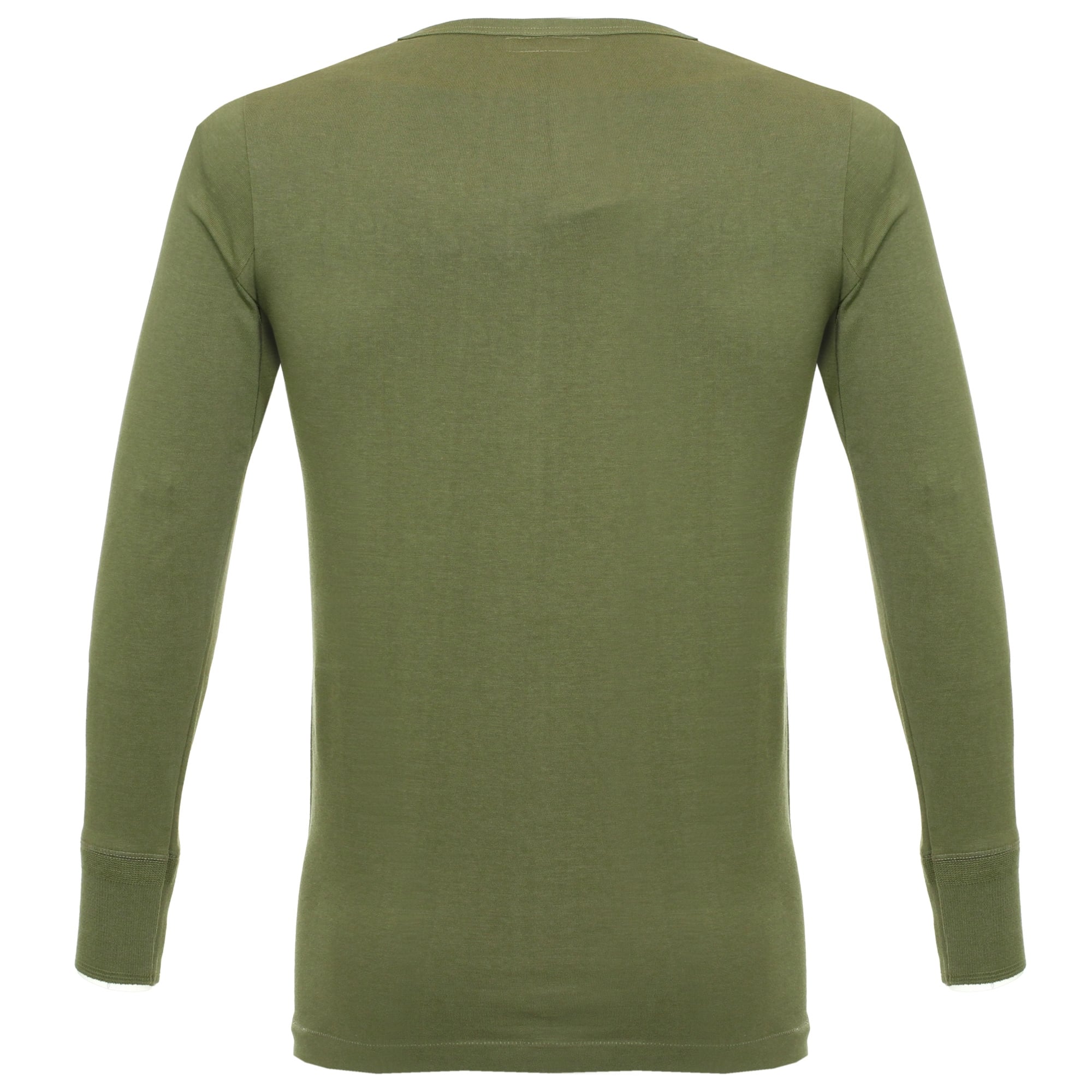 Merz B. Schwanen Button Facing Army Green Henley T-Shirt 206
