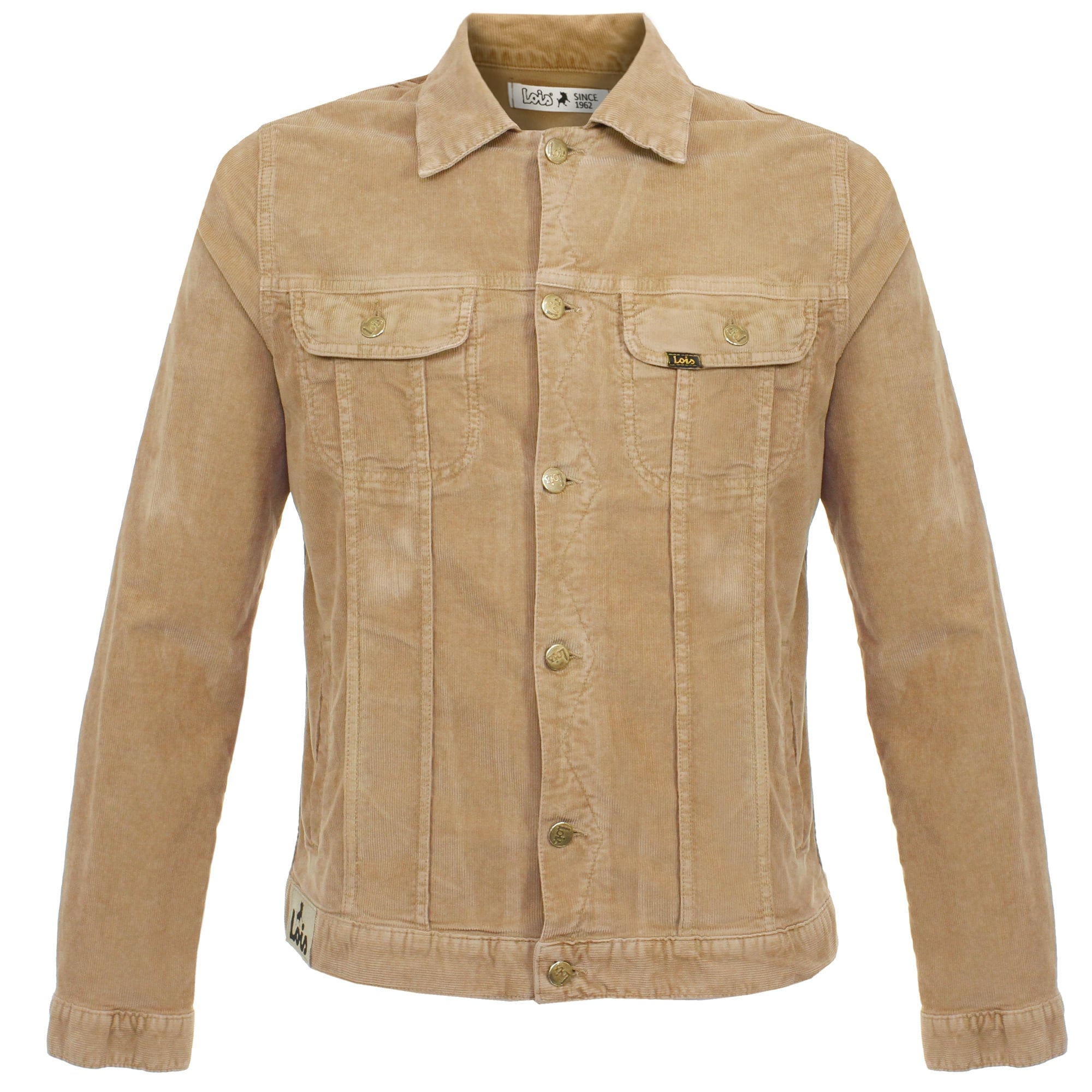 A front view of the Lois Jumbo Cord Jacket in Dusty Sand.