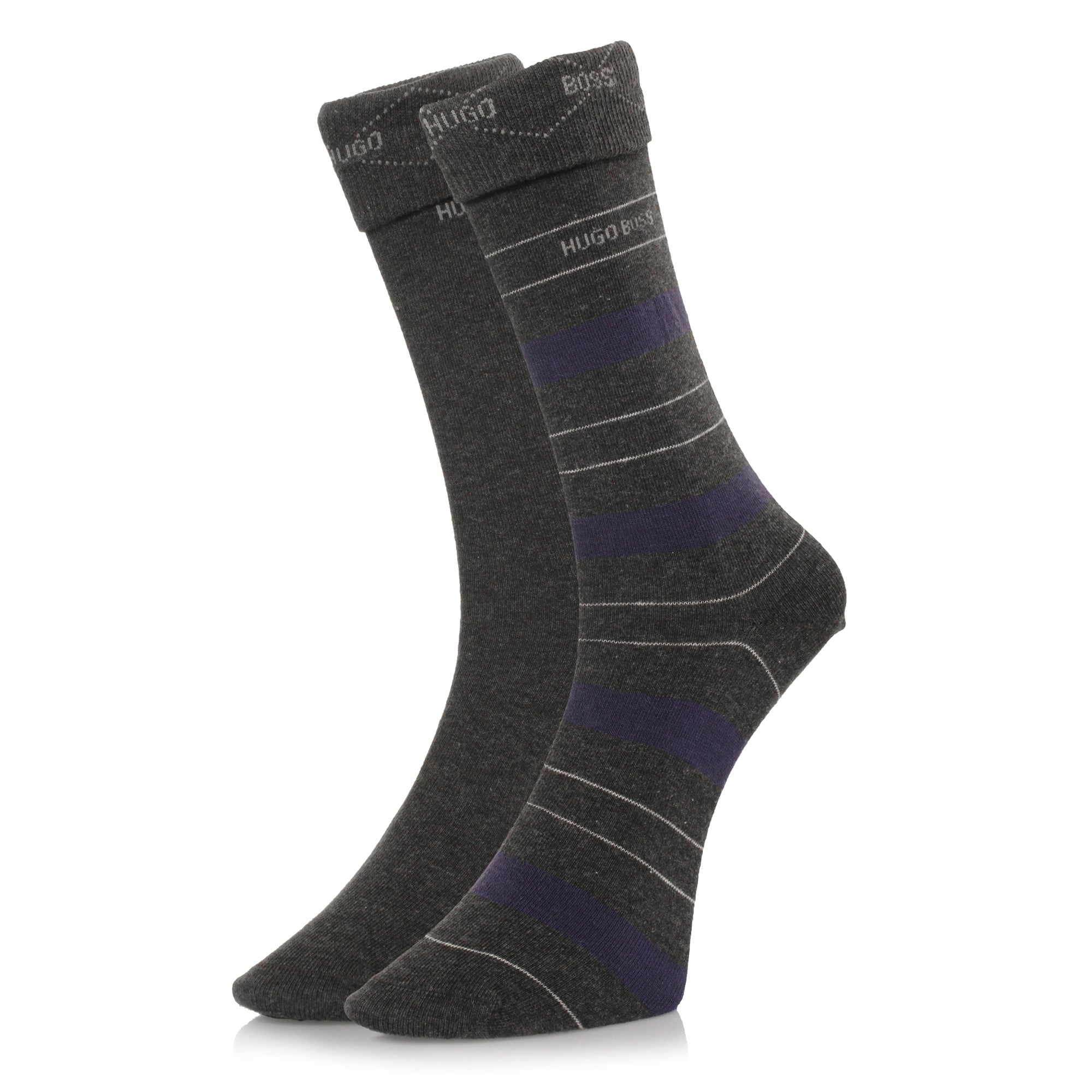 Boss Hugo Boss Double Pack Grey Stripe Socks 50319261