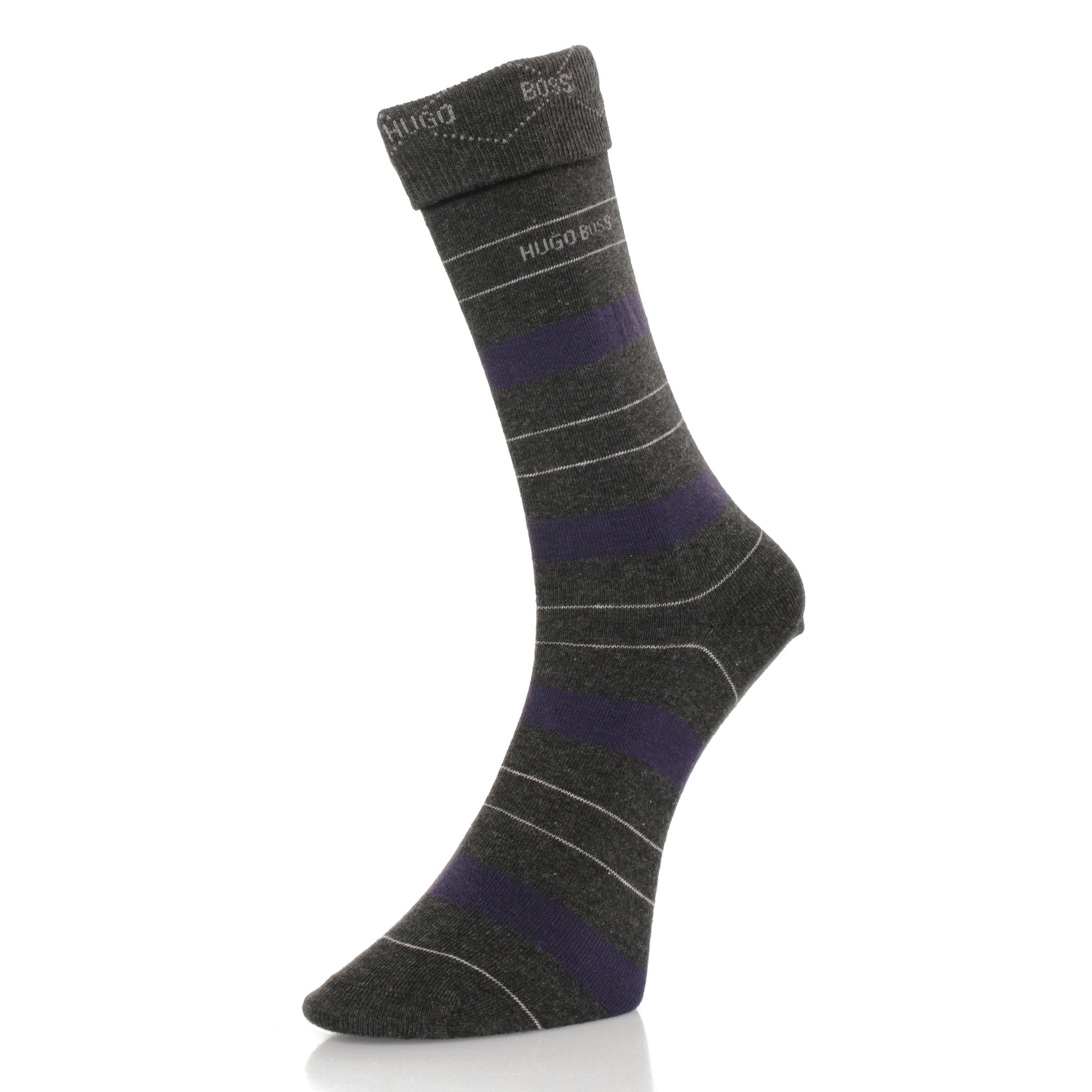 Boss Hugo Boss Double Pack Grey Stripe Socks 50319261