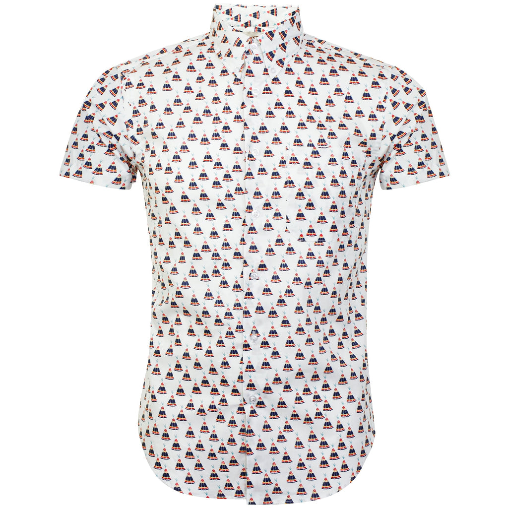 Naked and Famous Teepee Print White Shirt 120851130