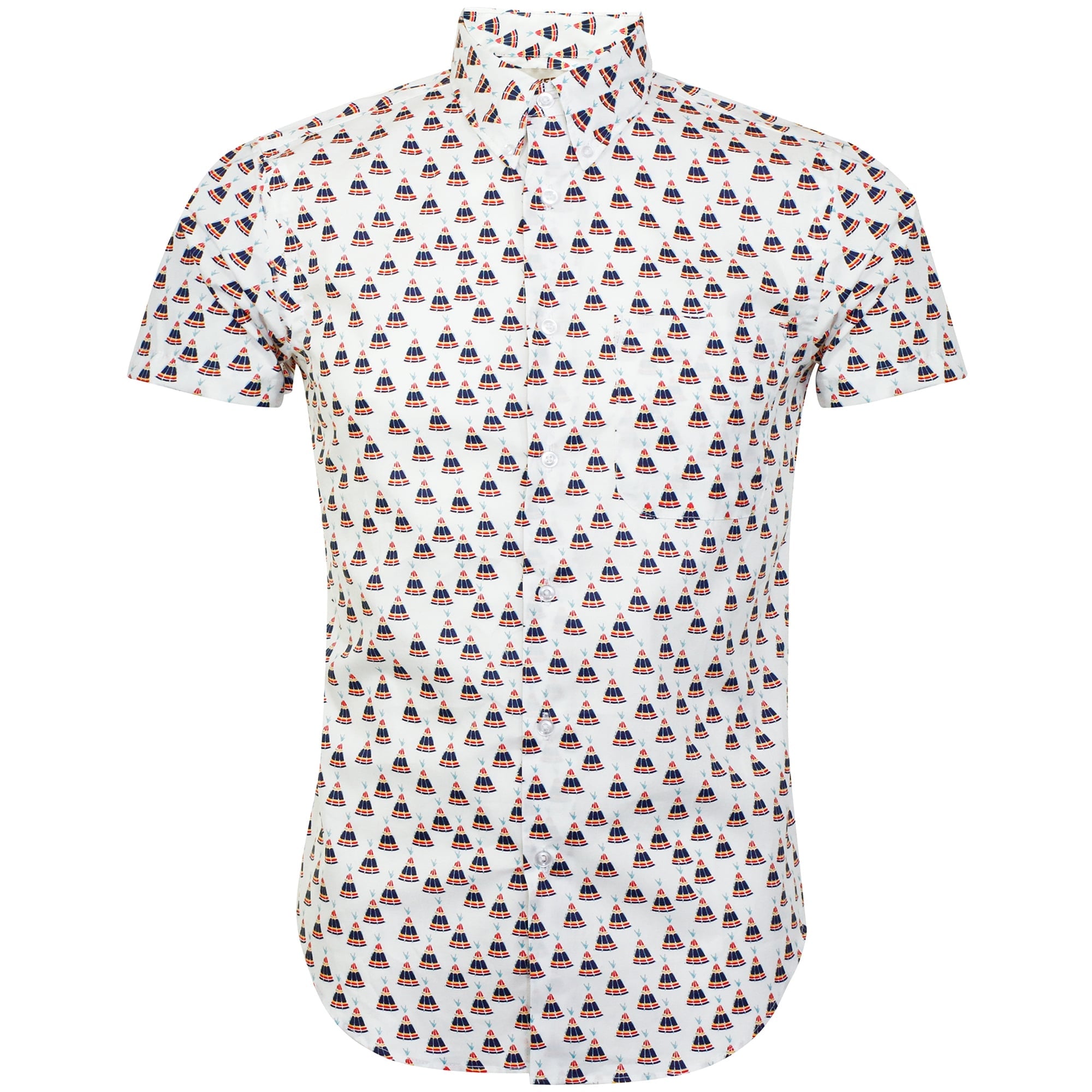 Naked and Famous Teepee Print White Shirt 120851130