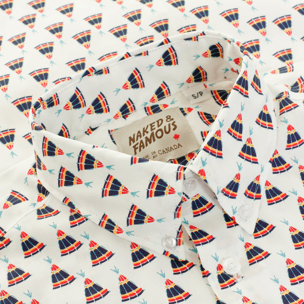 Naked and Famous Teepee Print White Shirt 120851130