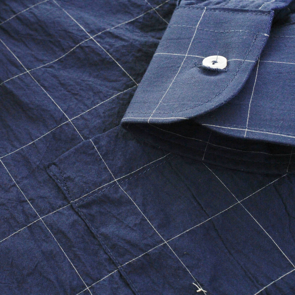 Naked and Famous Lightweight Windwpane Navy Shirt 120218524
