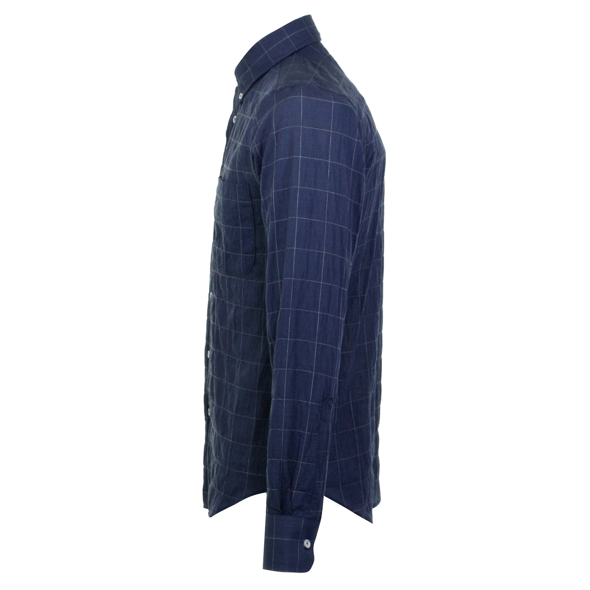 Naked and Famous Lightweight Windwpane Navy Shirt 120218524