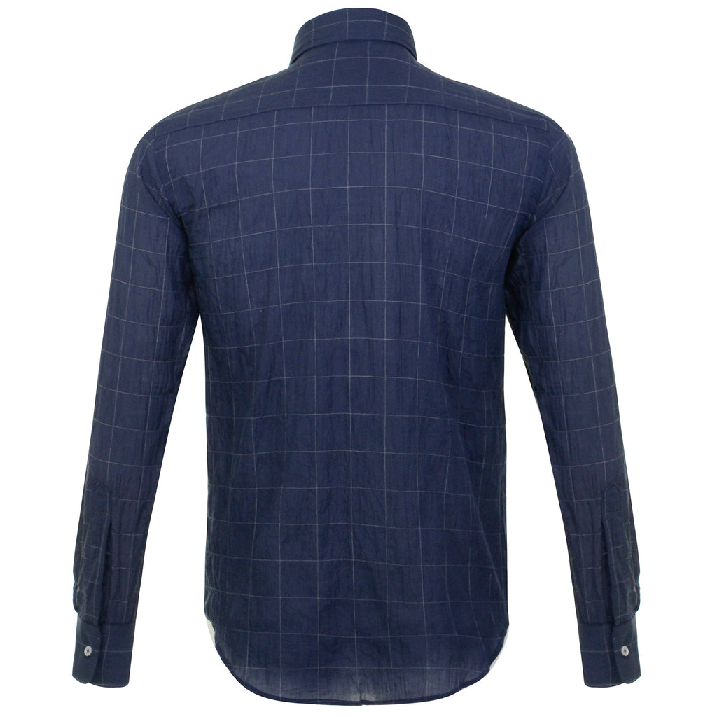 Naked and Famous Lightweight Windwpane Navy Shirt 120218524