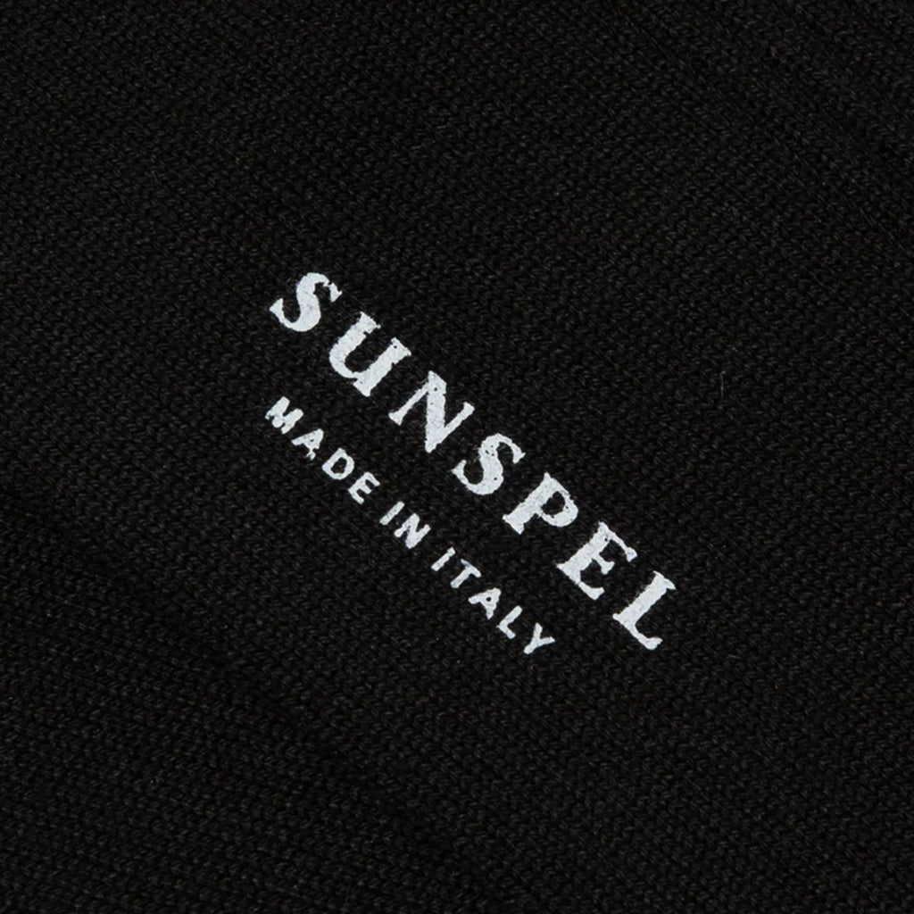 Sunspel Cotton Ribbed Socks - Black