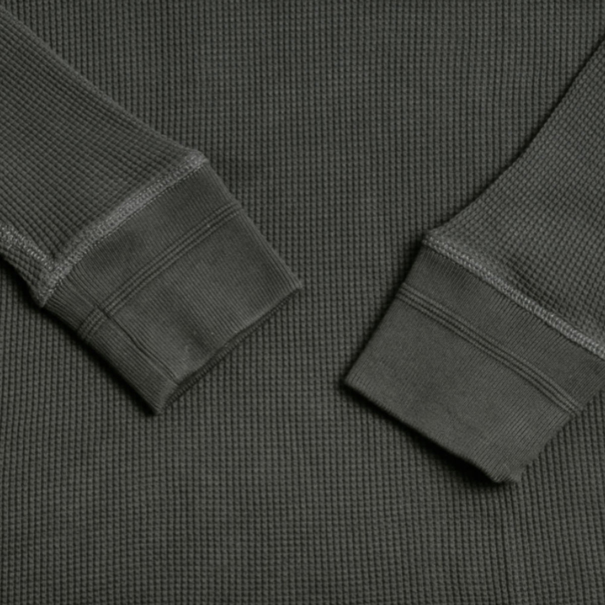 Heimat Henley Cotton Waffle Henley Polo - Military Green