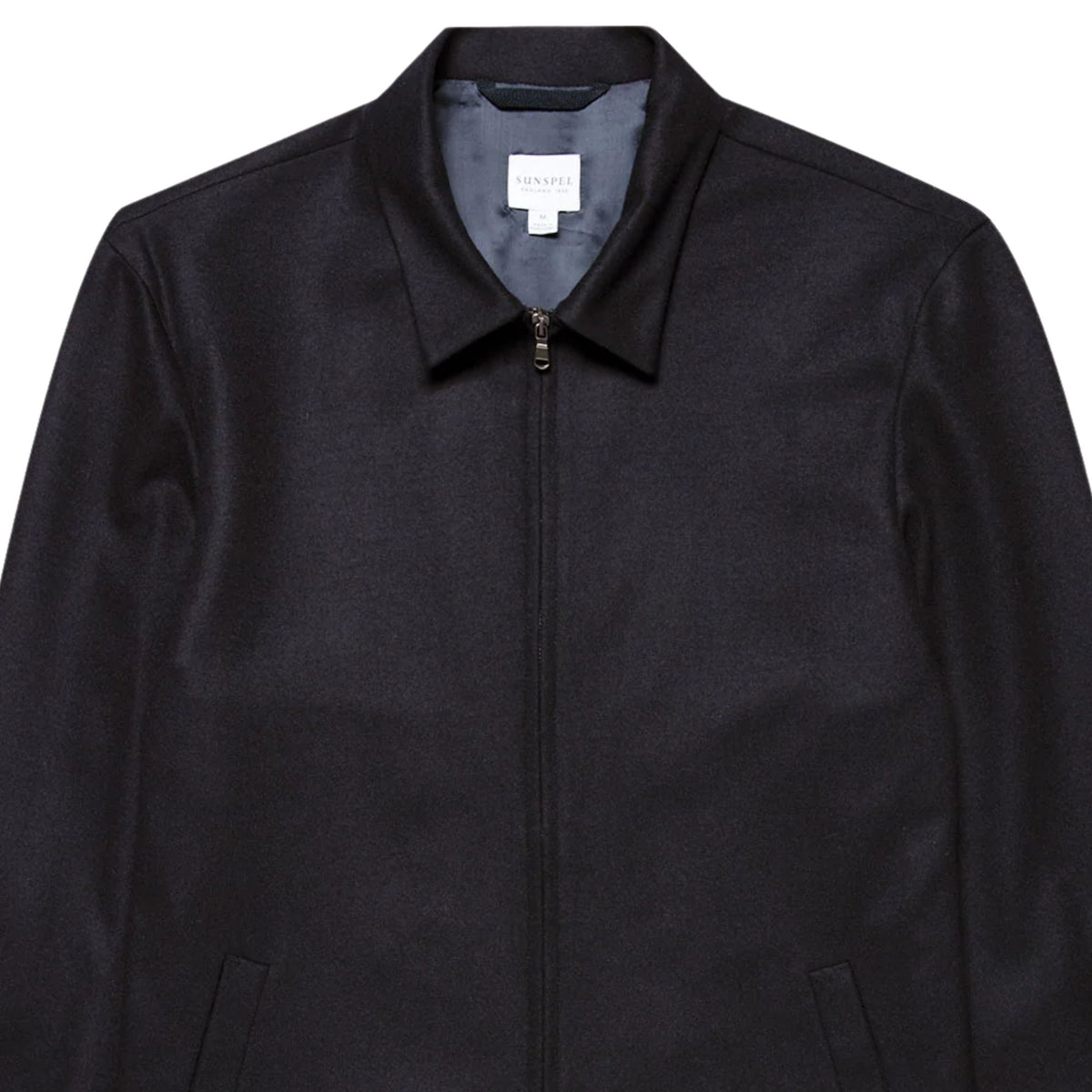 Sunspel Boiled Wool Zip Jacket - Navy