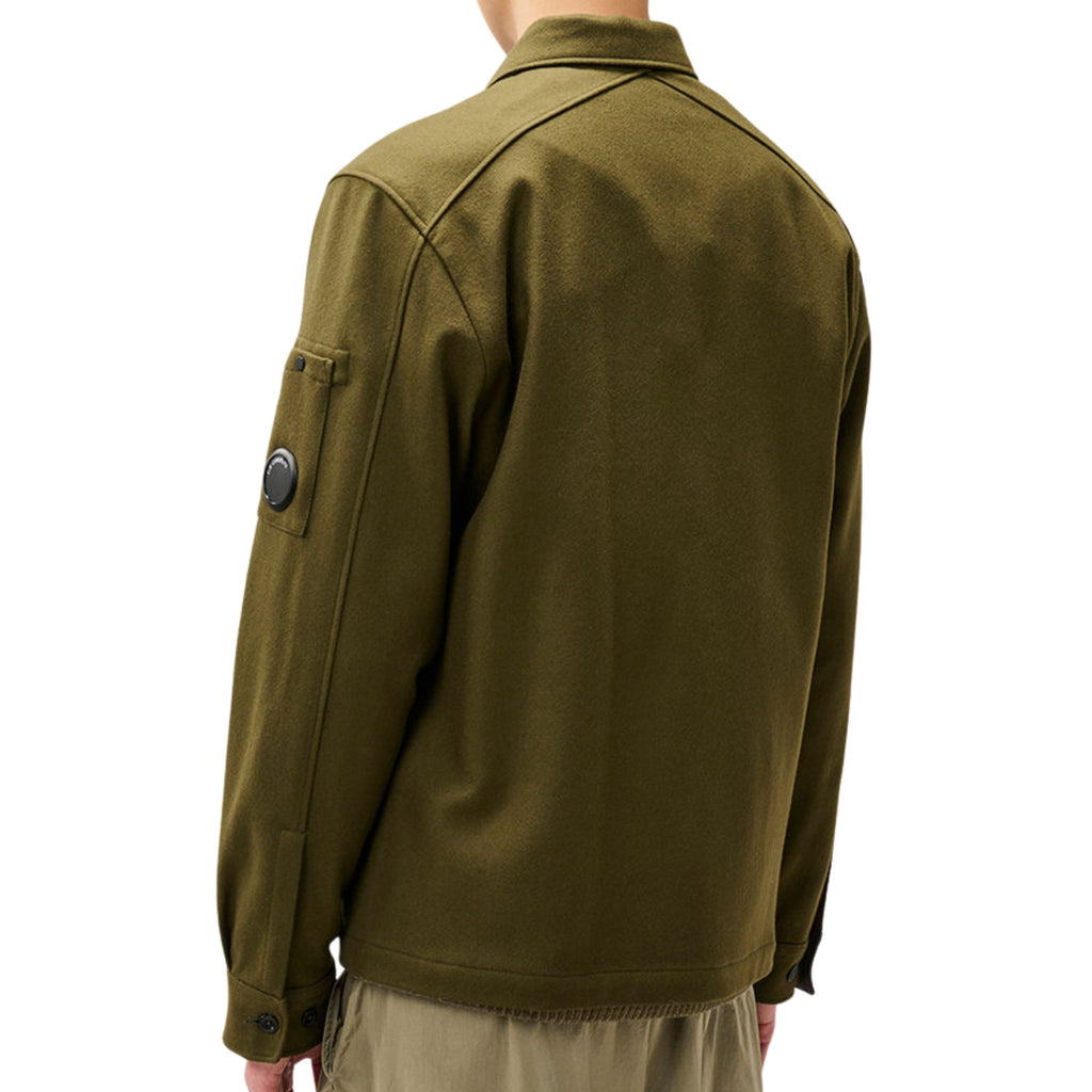 C.P Company Felted Wool Lens Button Overshirt - Ivy Green