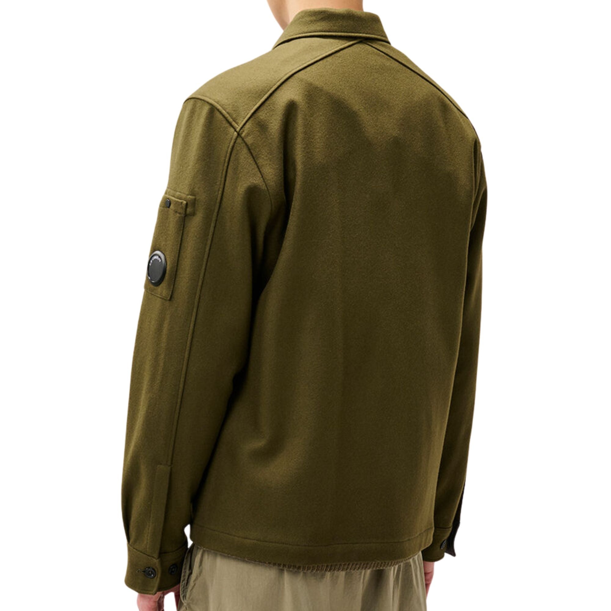 C.P Company Felted Wool Lens Button Overshirt - Ivy Green