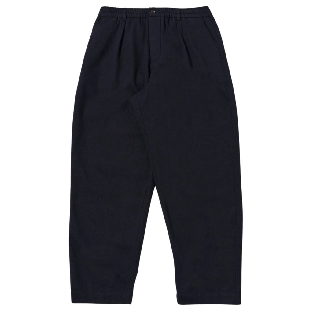 Universal Works Pleated Track Pant Robin Wool Mix - Dark Navy