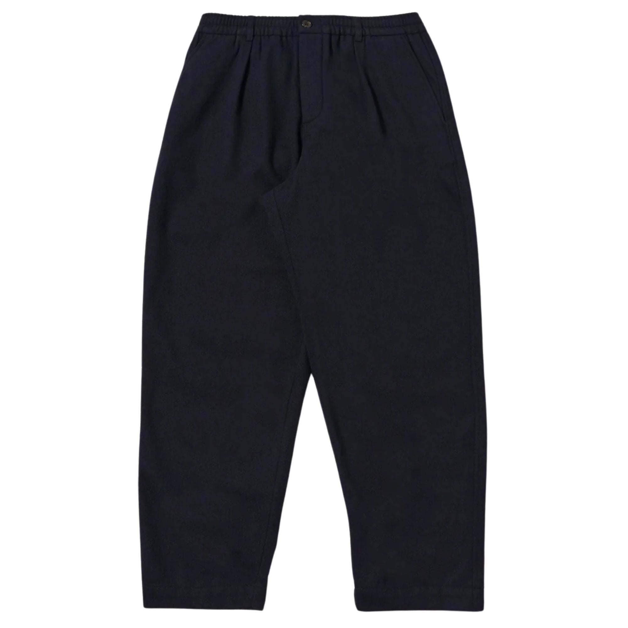 Universal Works Pleated Track Pant Robin Wool Mix - Dark Navy