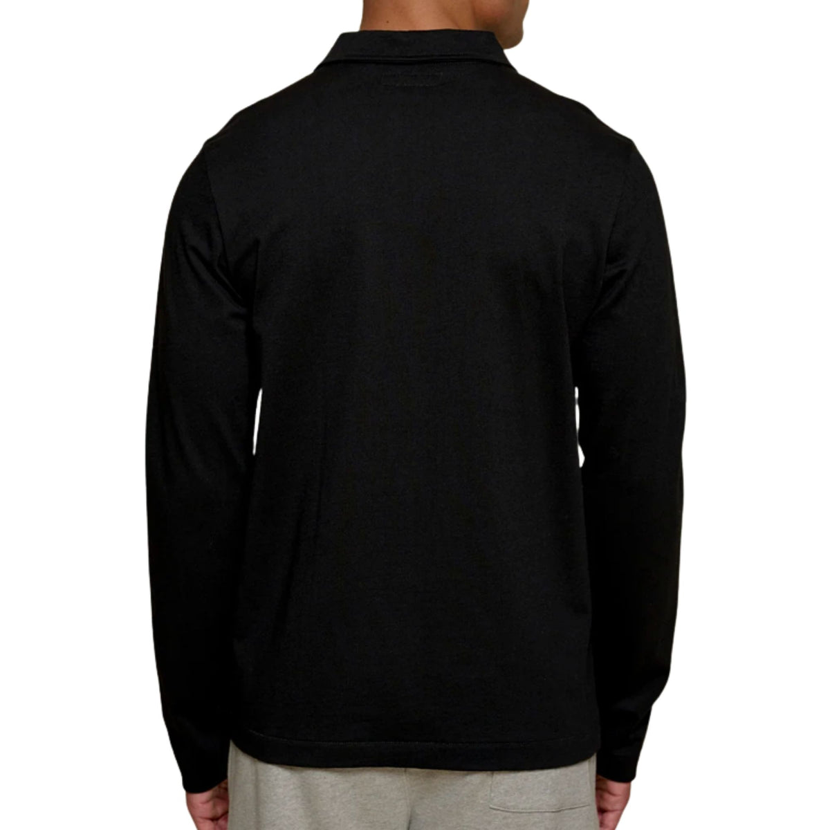 Merz b Schwanen 2MPOLO01LS Mid-Century Machine Refined Fit Polo Longsleeve - Deep Black