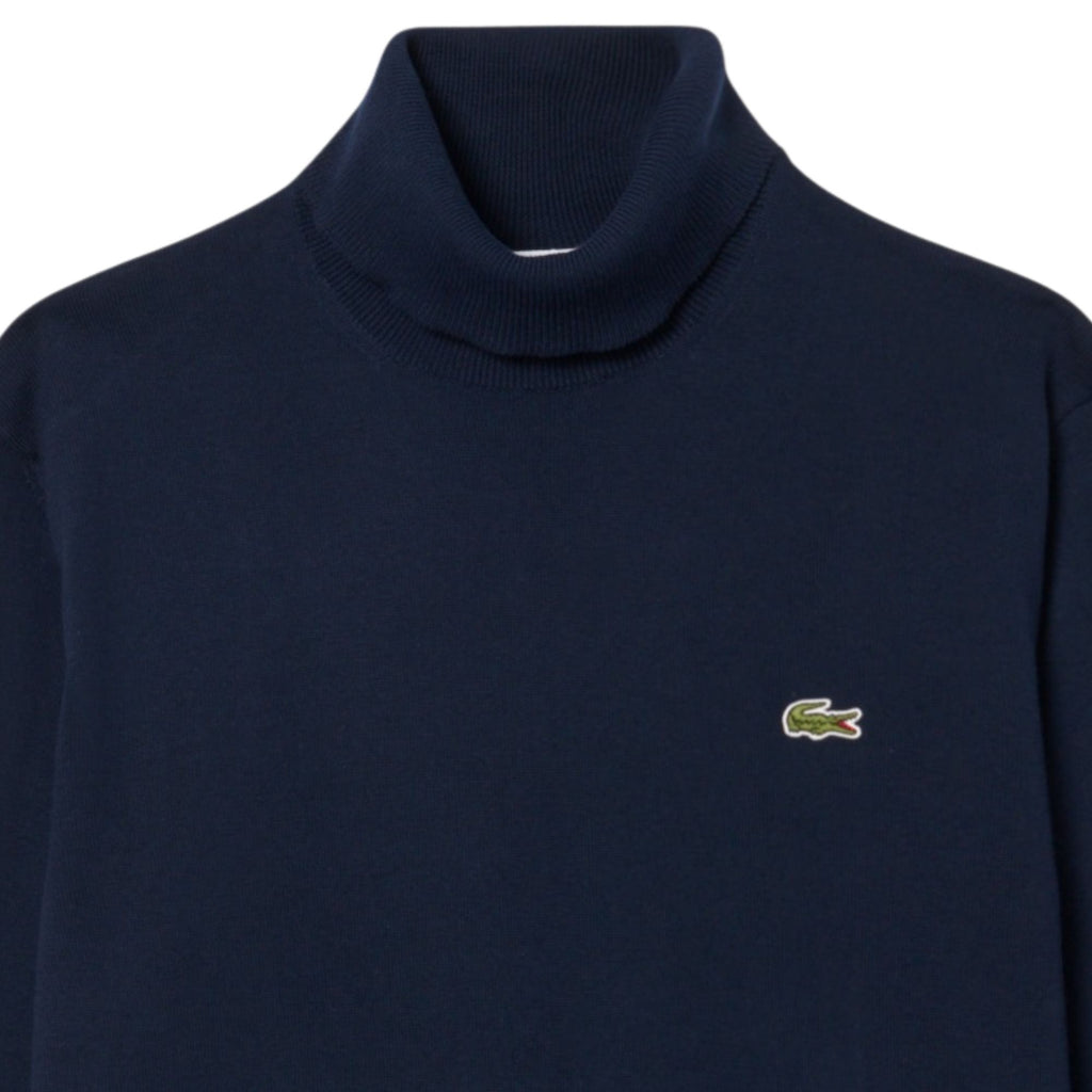 Lacoste Cotton Jersey Roll Neck Sweater - Navy