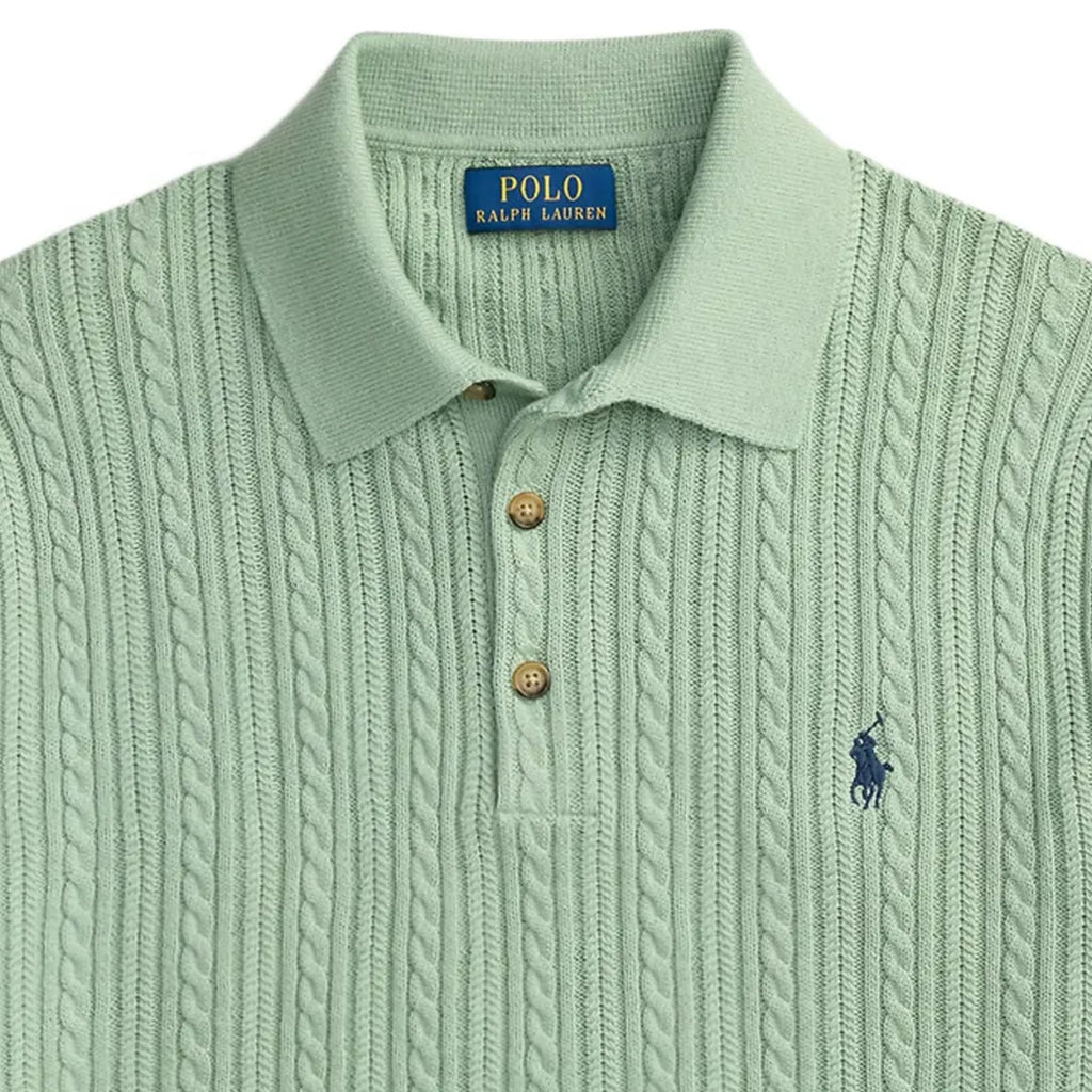 Polo Ralph Lauren Cable-Knit Cotton Polo-Collar Jumper - Green