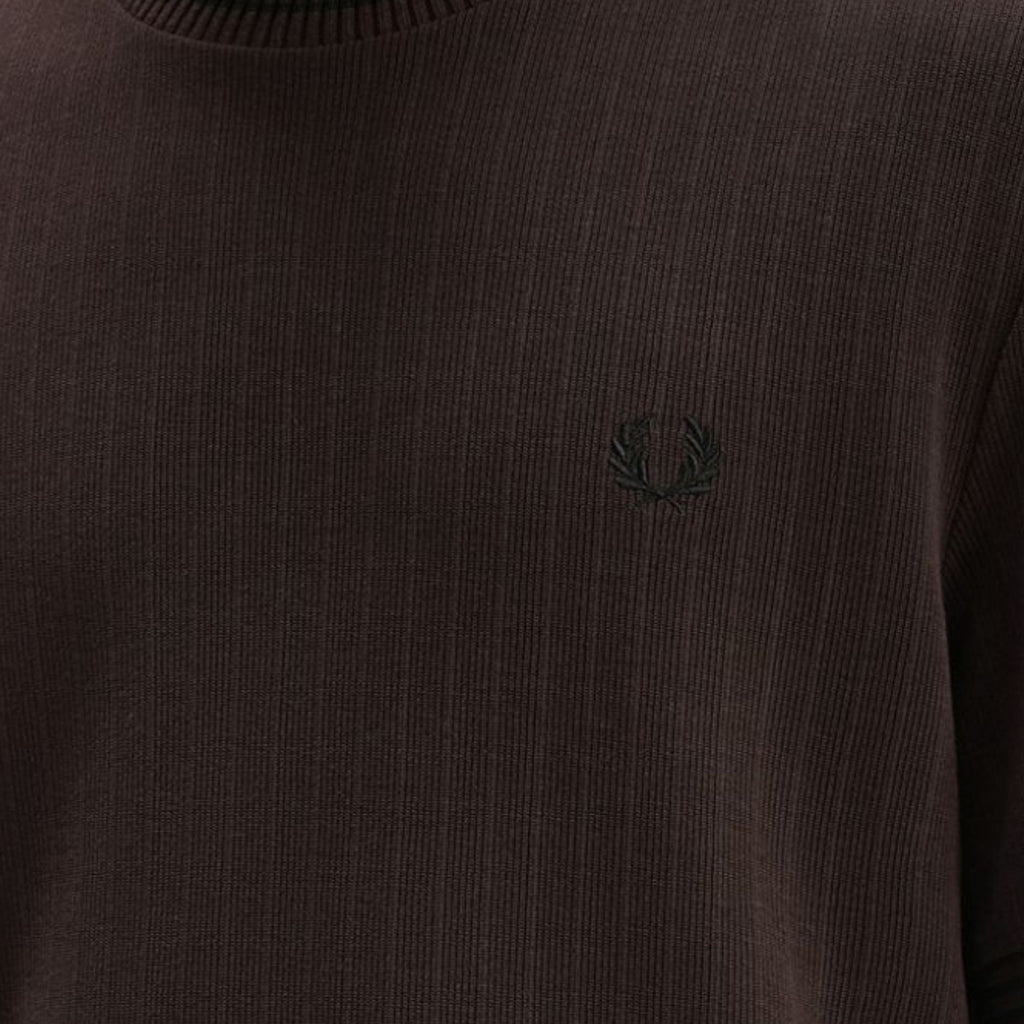 Fred Perry Ribbed Jersey T-Shirt - Rich Brown