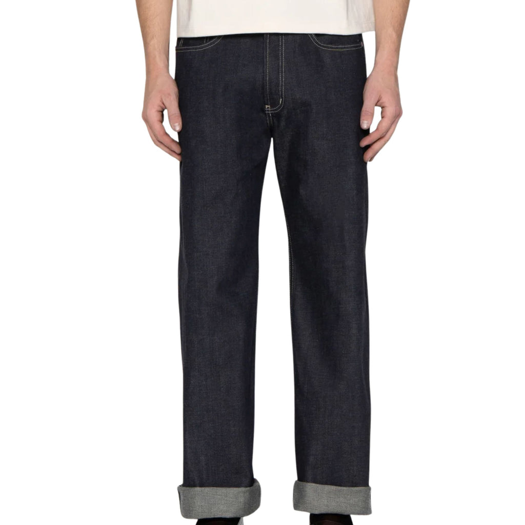 Naked and Famous Denim Strong Guy Fox Fibre Green Weft - Indigo