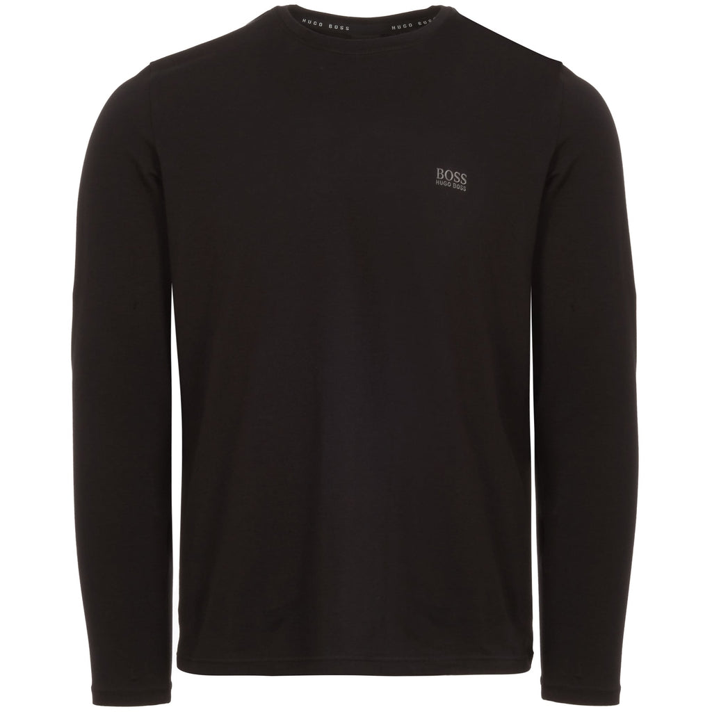 Black Long Sleeve Stretch Cotton T-Shirt
