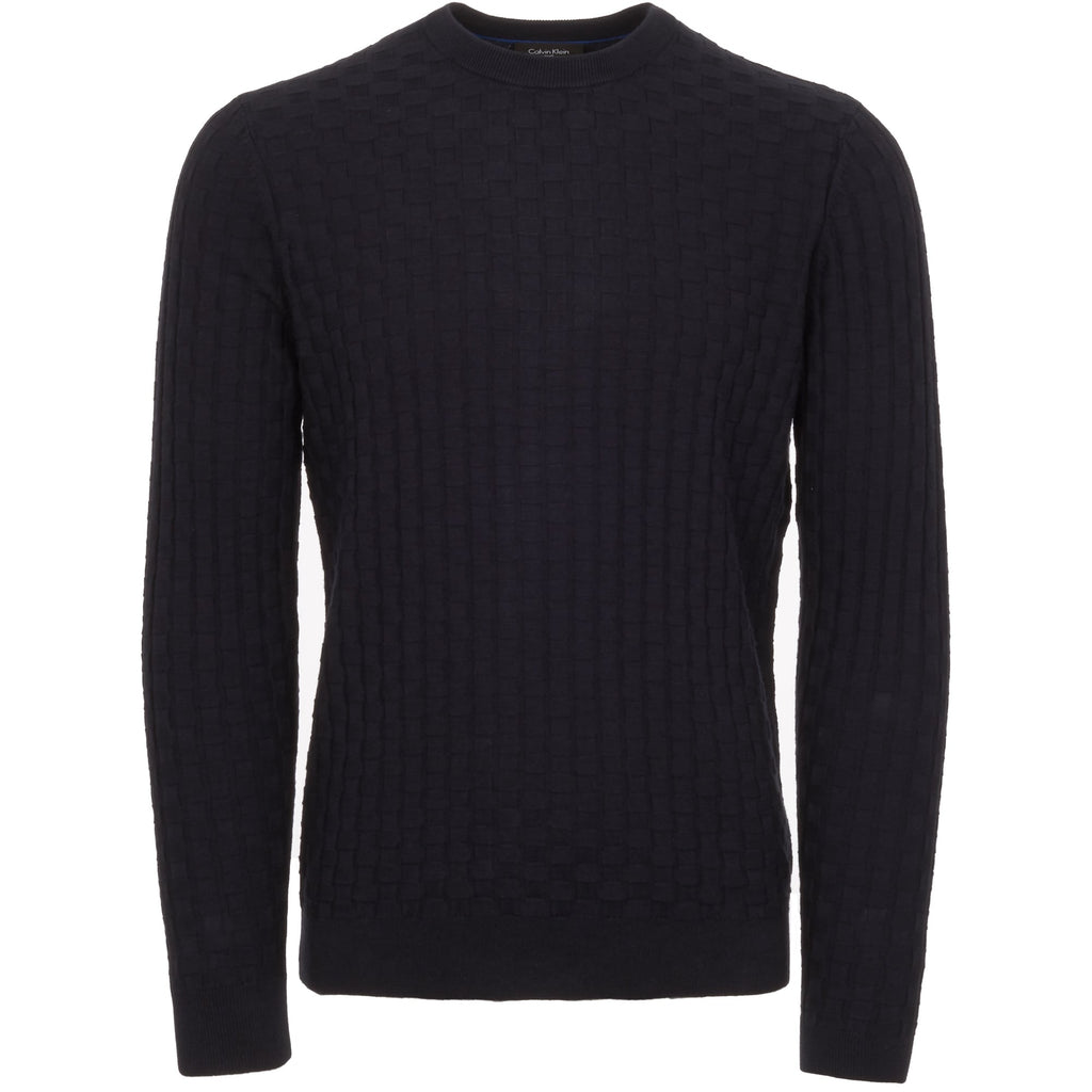 Navy Textured Cotton Wool Jumper