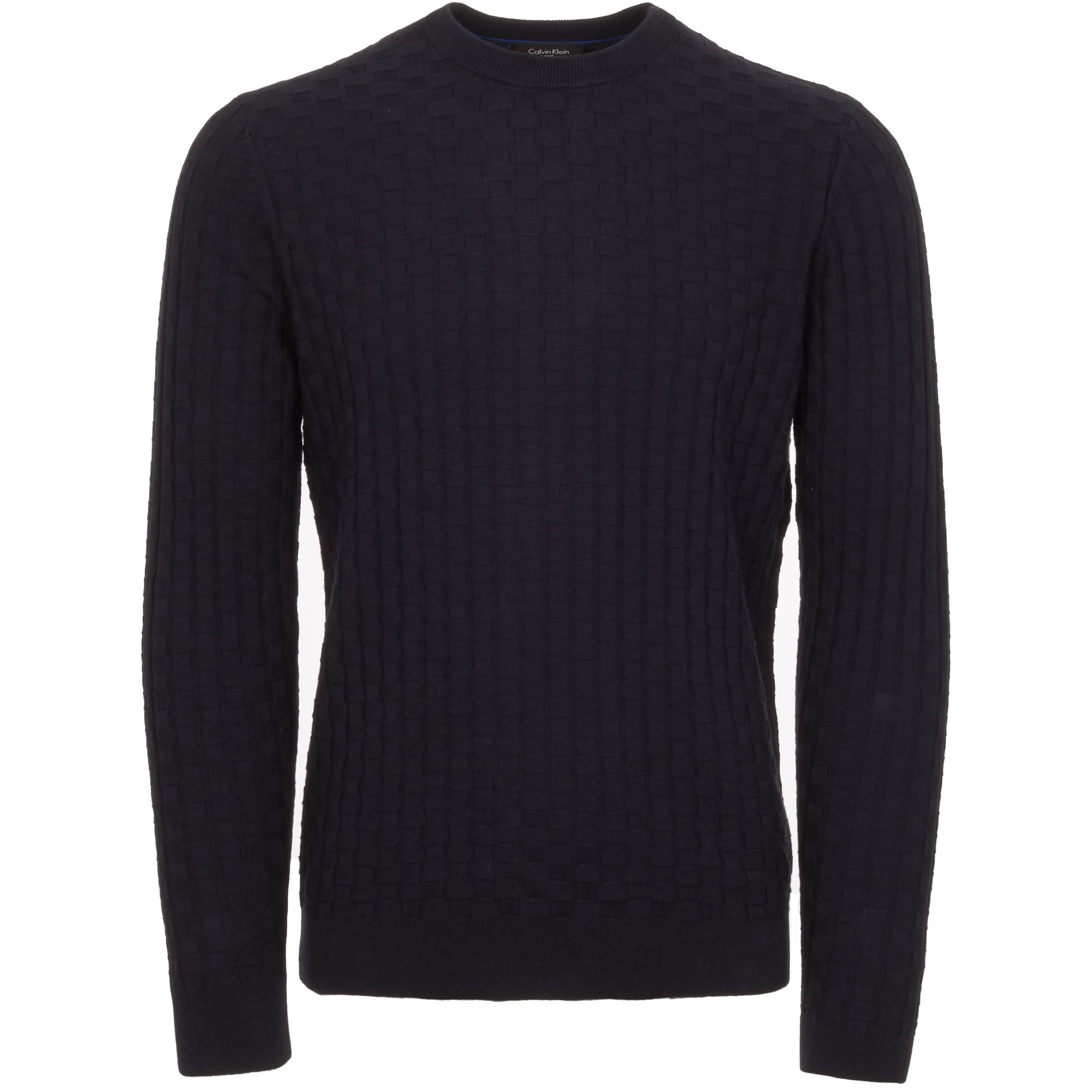 Navy Textured Cotton Wool Jumper