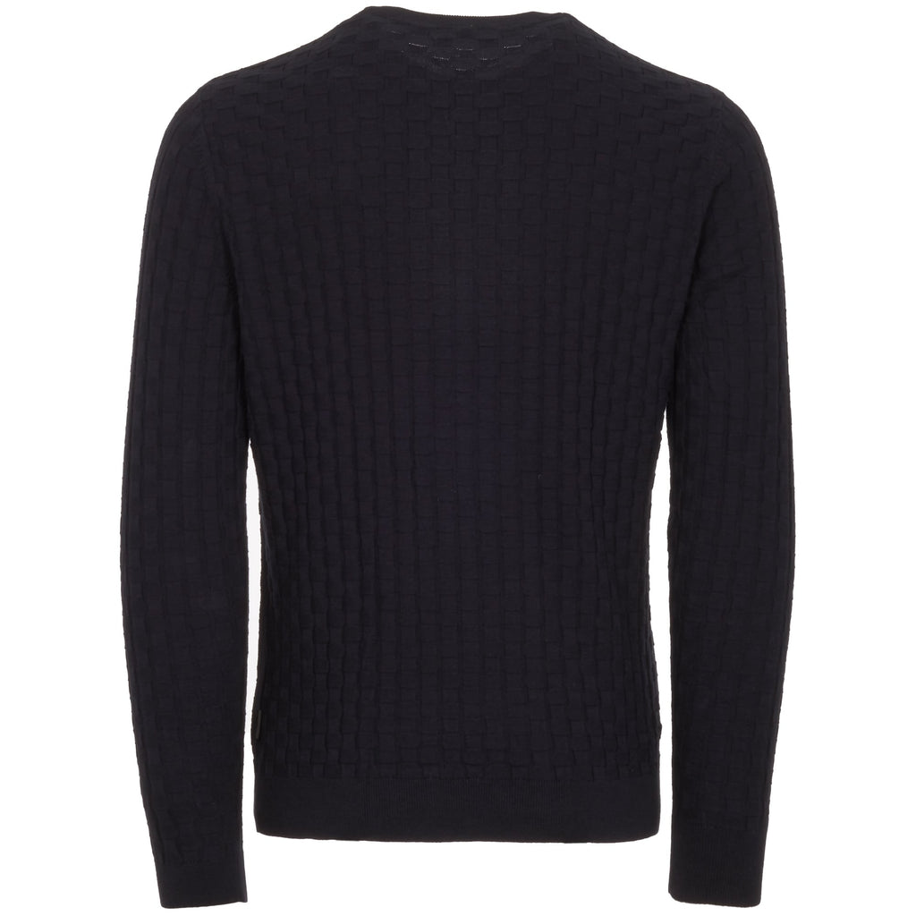 Navy Textured Cotton Wool Jumper