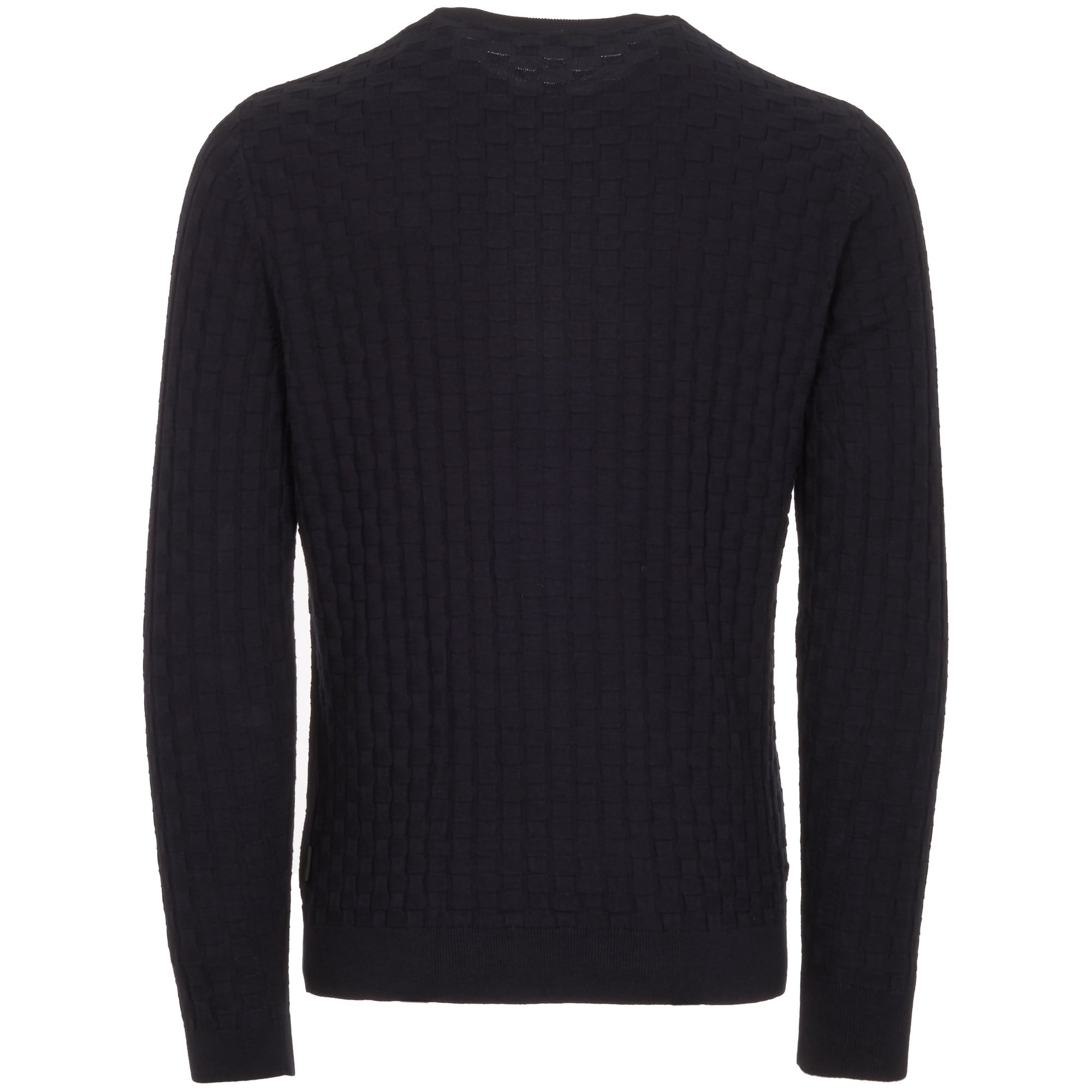 Navy Textured Cotton Wool Jumper