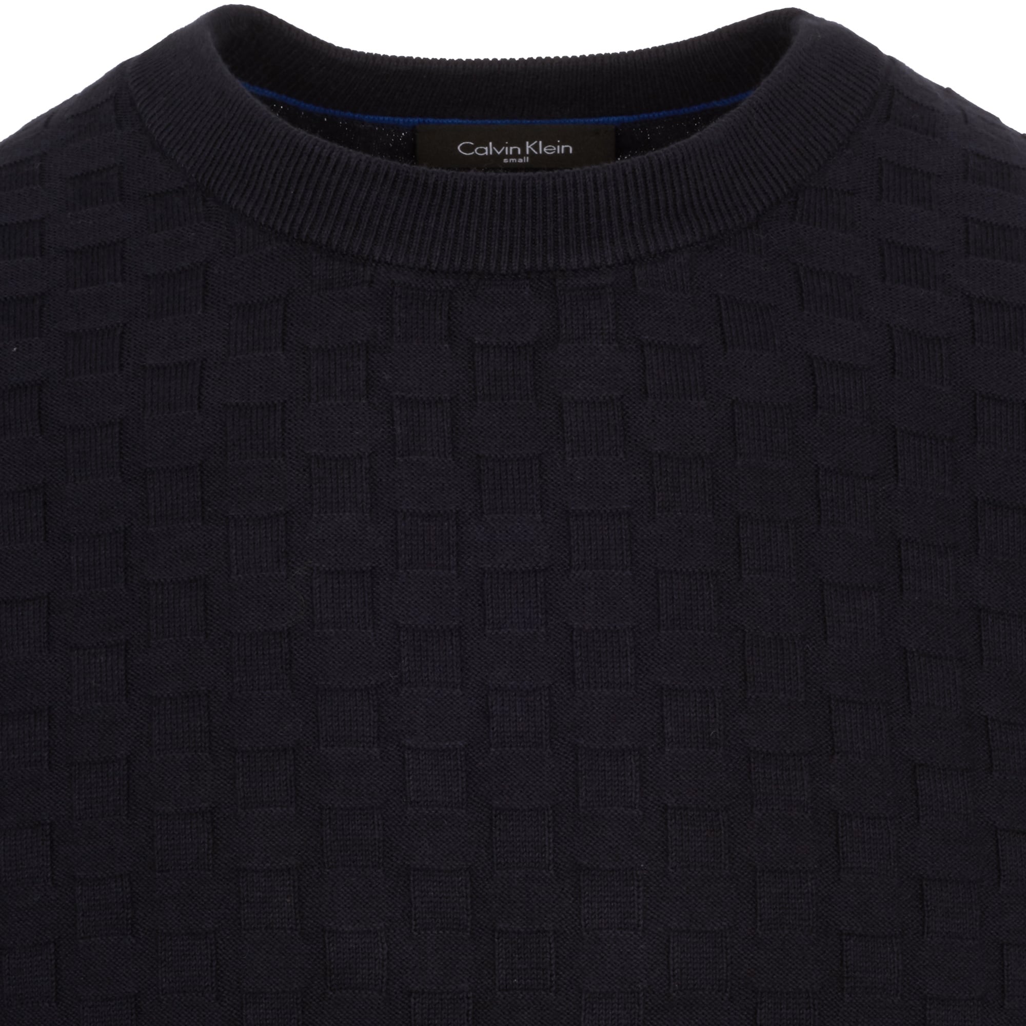 Navy Textured Cotton Wool Jumper