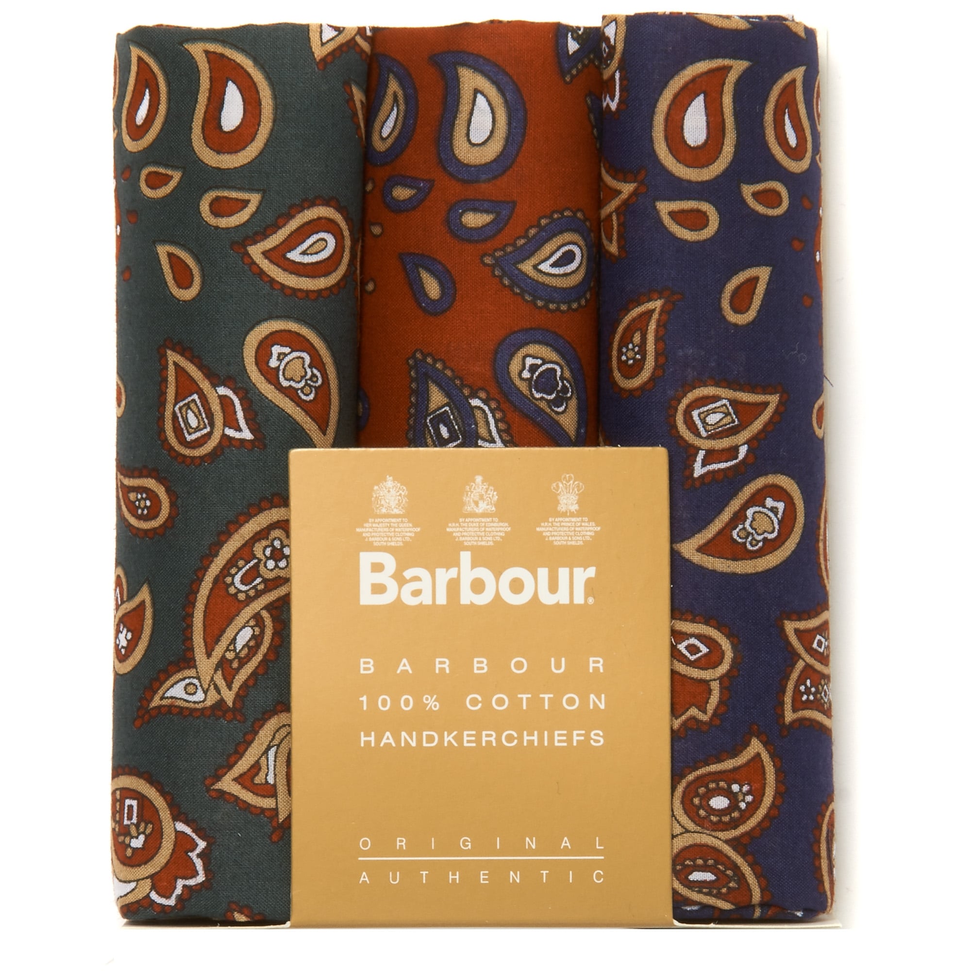 Barbour Three Pack Paisley Handkerchief Set