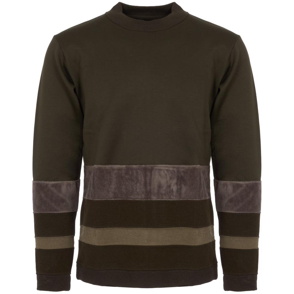 White Mountaineering Khaki Contrast Border Mock Neck Jumper