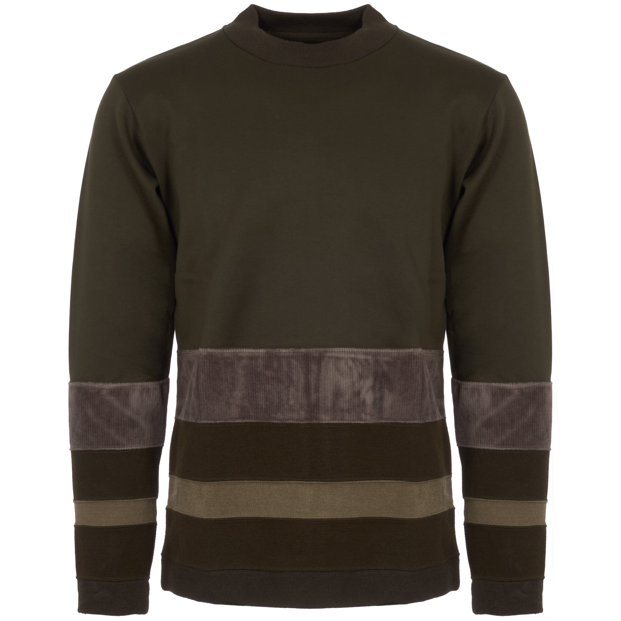 White Mountaineering Khaki Contrast Border Mock Neck Jumper