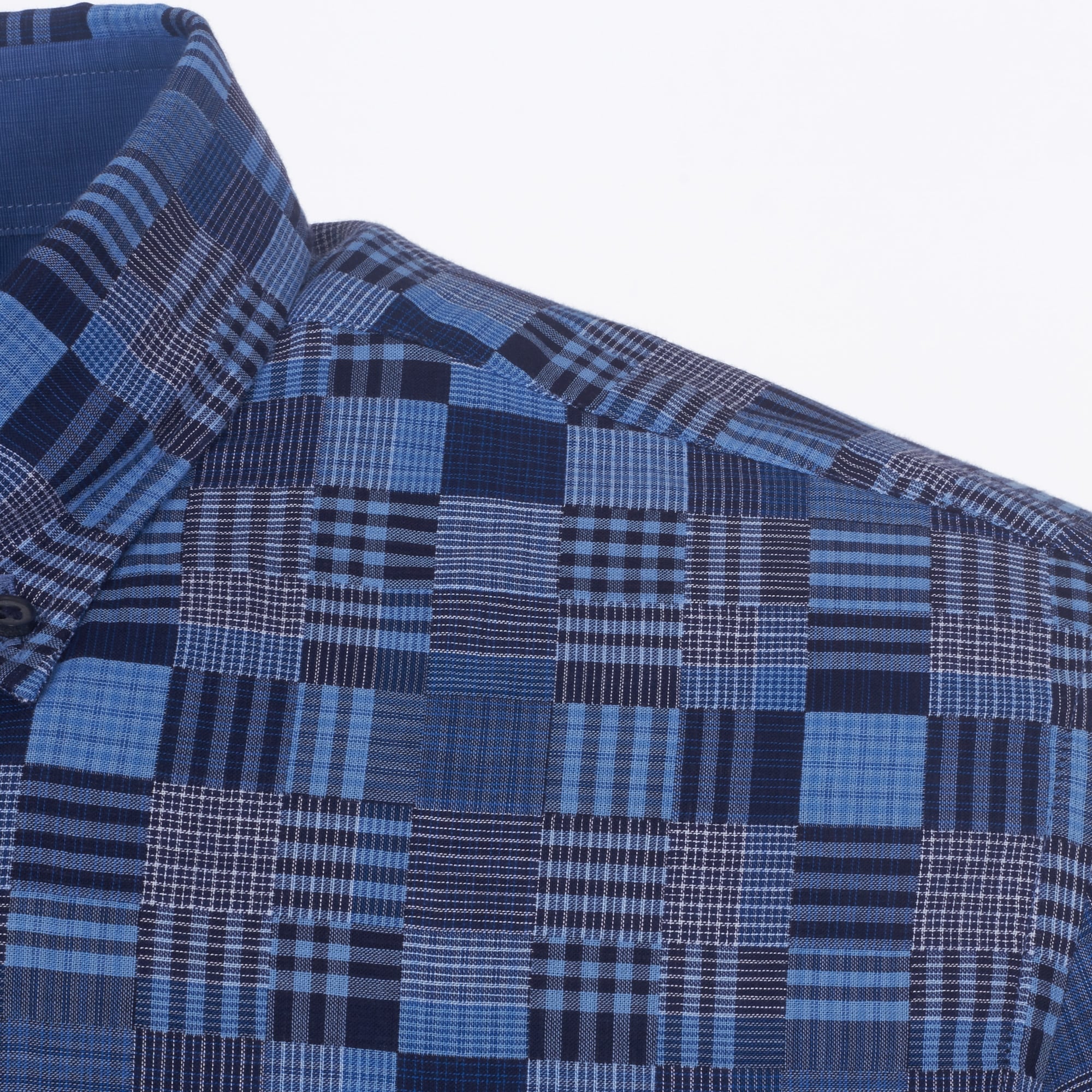 Hackett London Blue Patchwork Weave Shirt