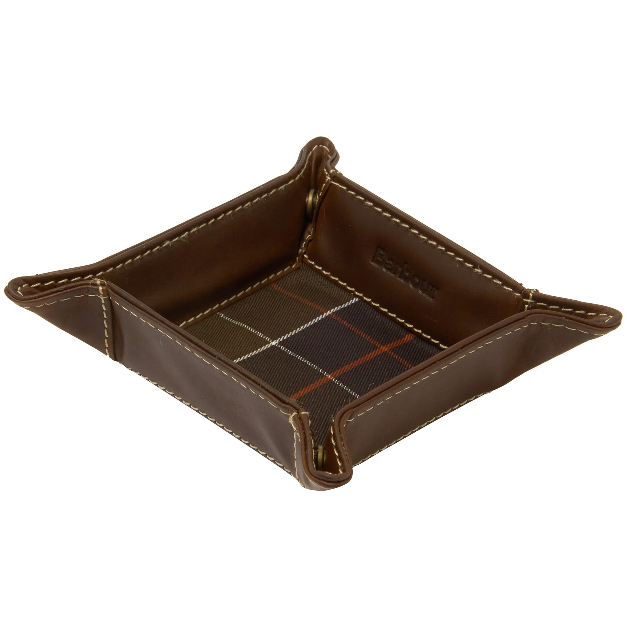 Barbour Tartan and Leather Valet Tray