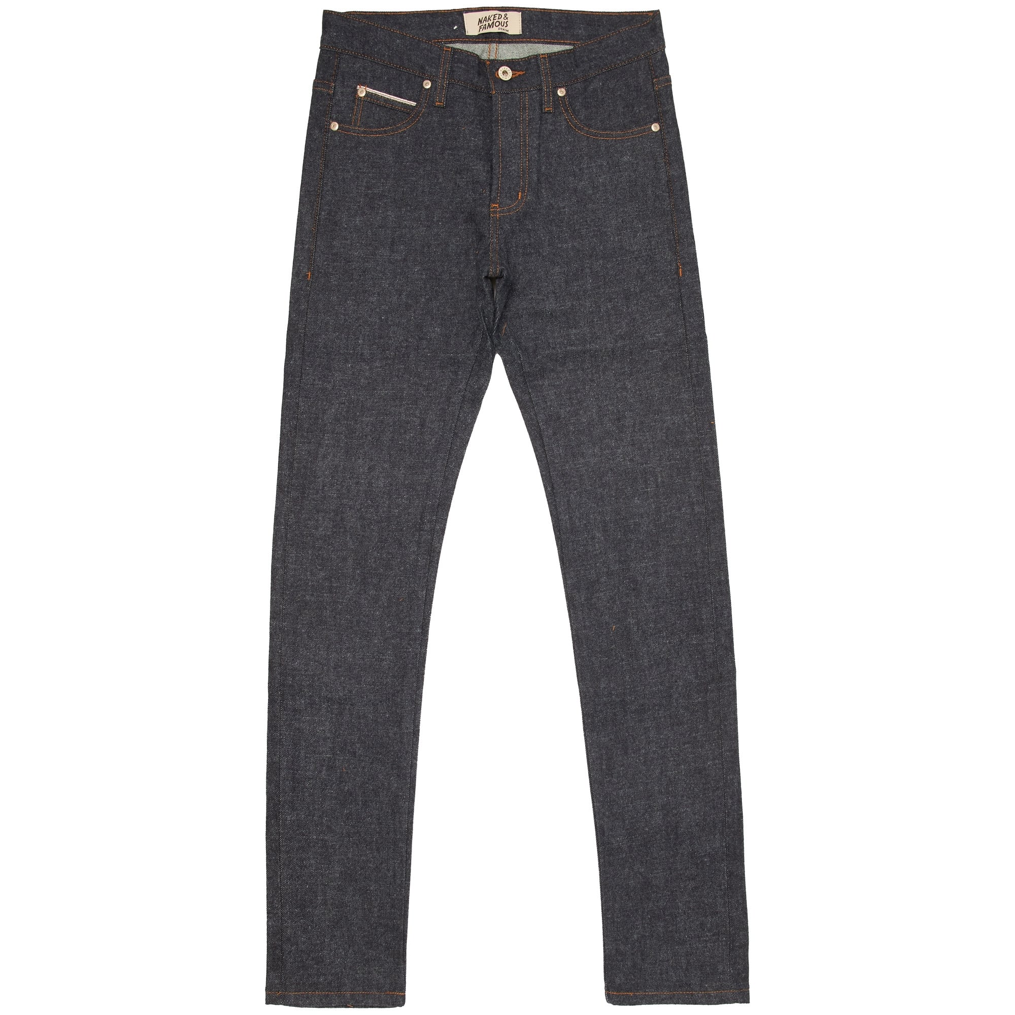 Naked and Famous Denim Indigo Super Skinny Guy Brushed Stretch Selvedge Jeans