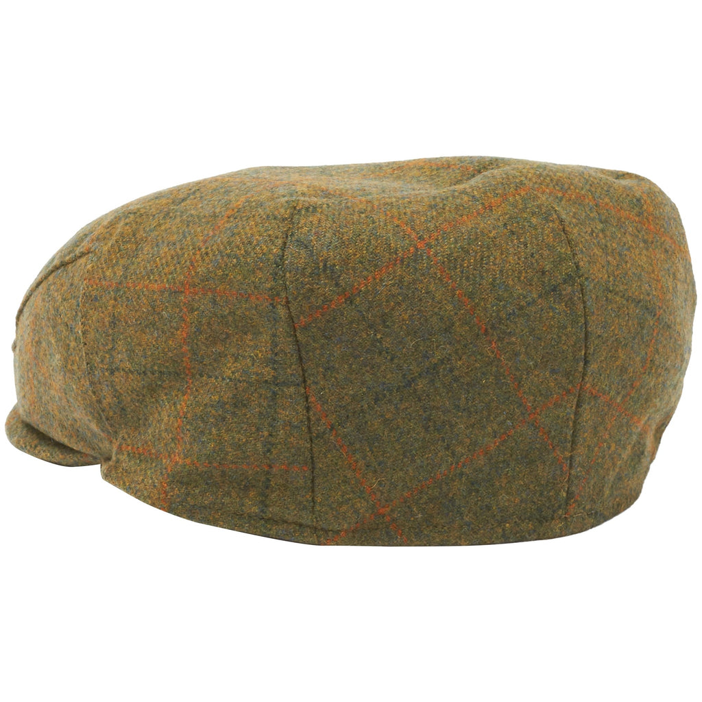 Barbour Olive Plaid Wool Crieff Flat Cap