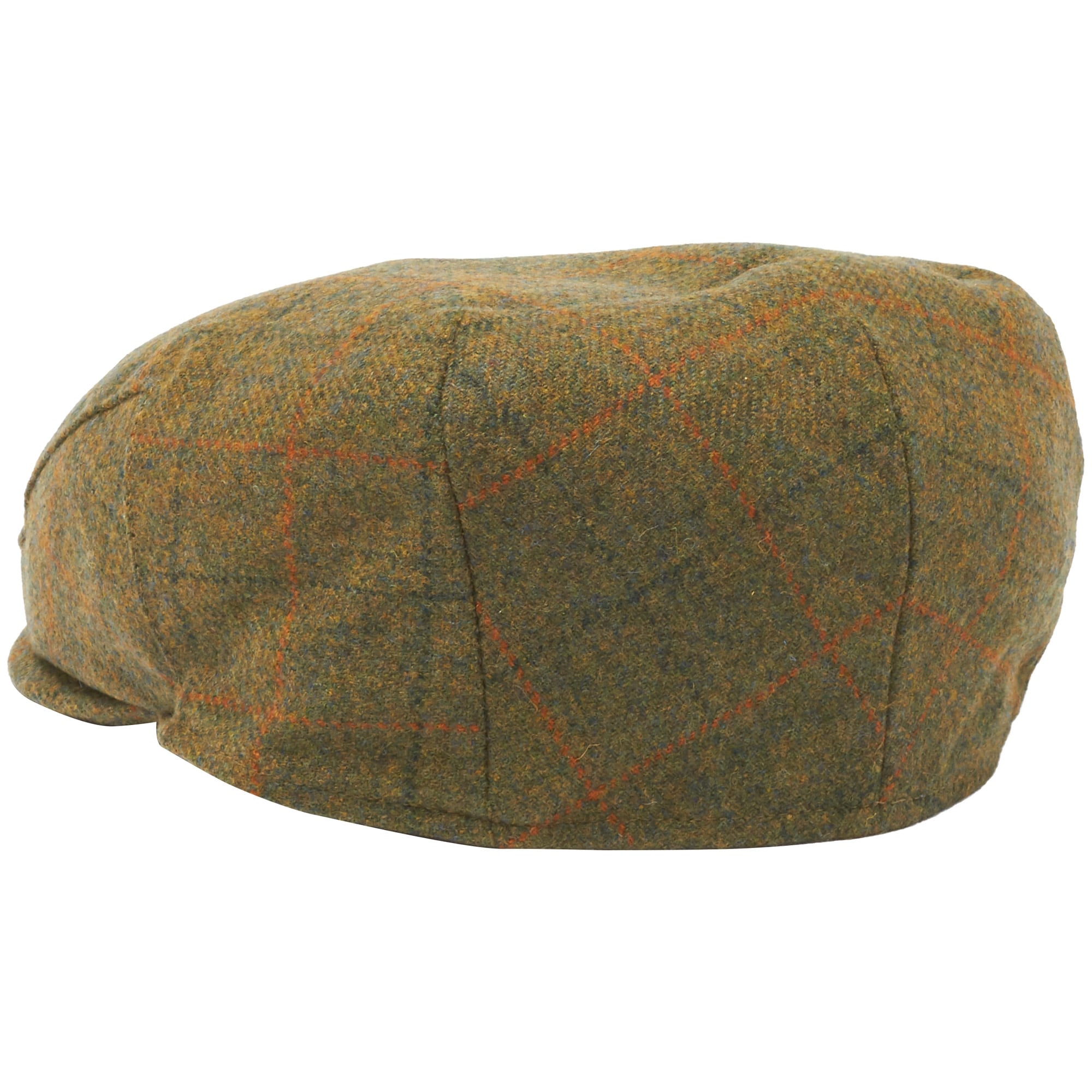 Barbour Olive Plaid Wool Crieff Flat Cap