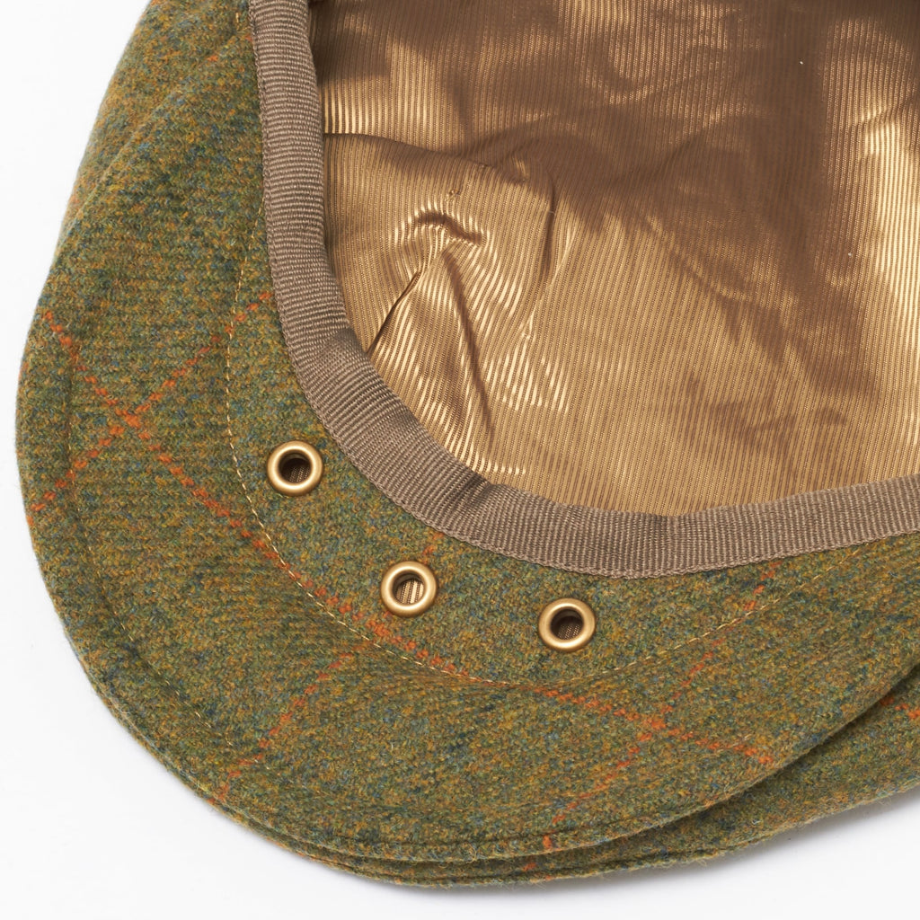 Barbour Olive Plaid Wool Crieff Flat Cap
